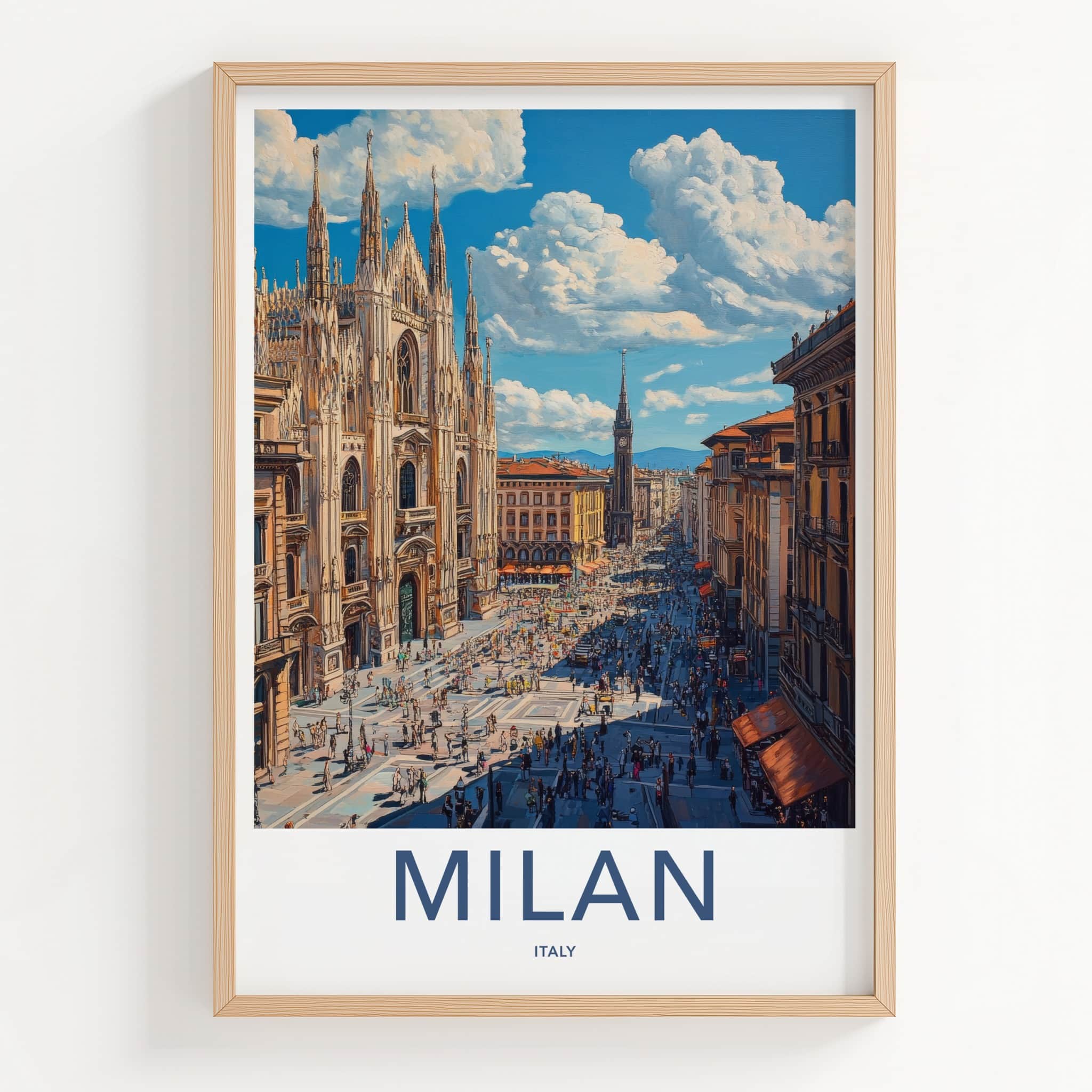 Milan Poster - Italy Travel Art - Historic Gothic Cathedral Wall Decor