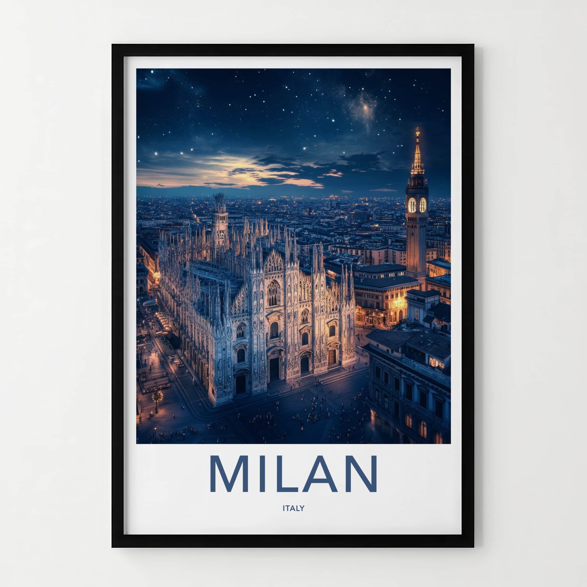 Milan Poster - Italy Wall Art - Cathedral Starry Night Home Decor