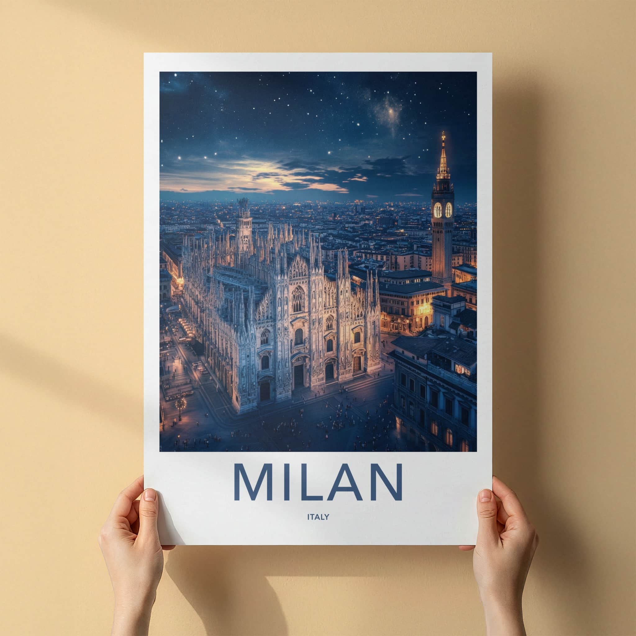 Milan Poster - Italy Wall Art - Cathedral Starry Night Home Decor