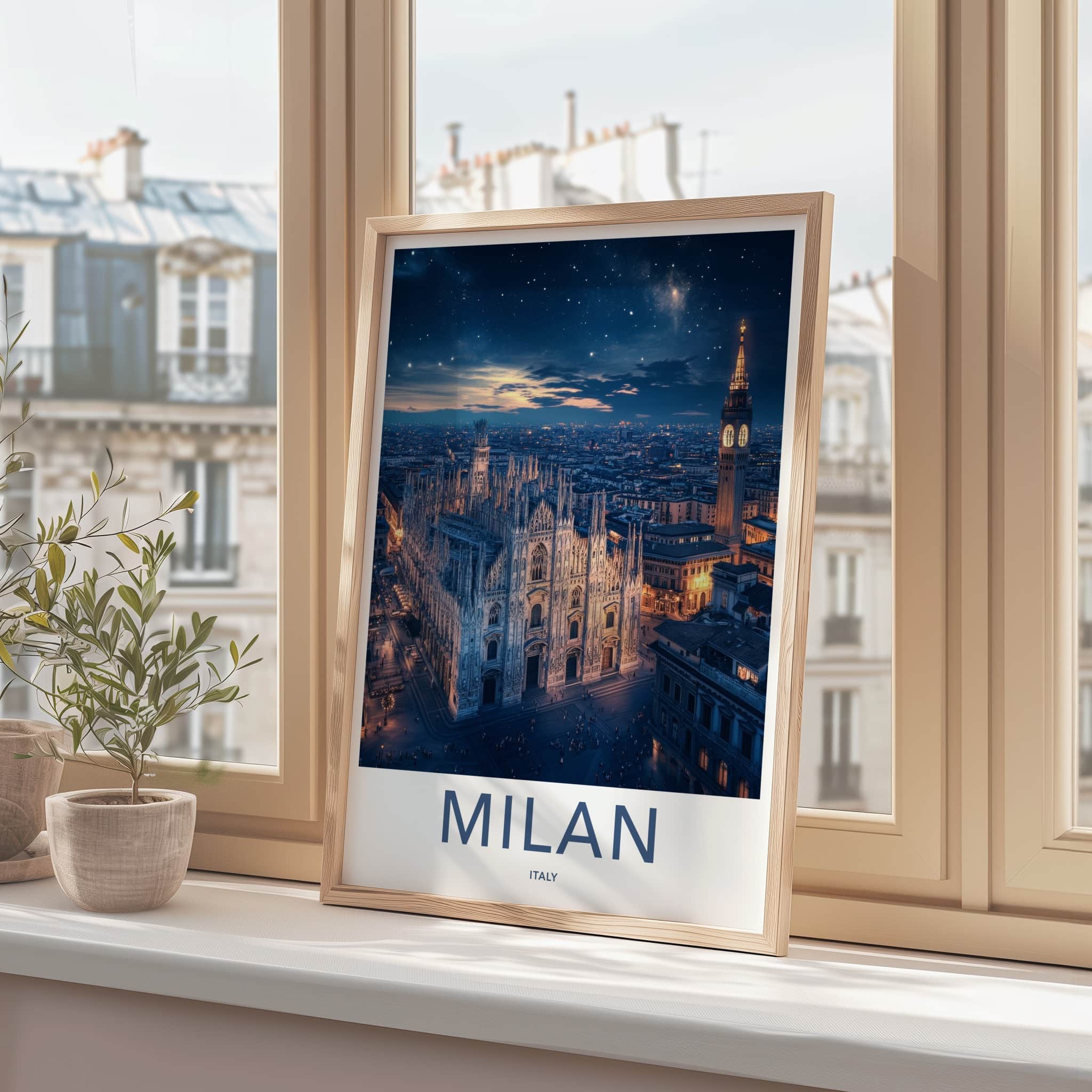 Milan Poster - Italy Wall Art - Cathedral Starry Night Home Decor