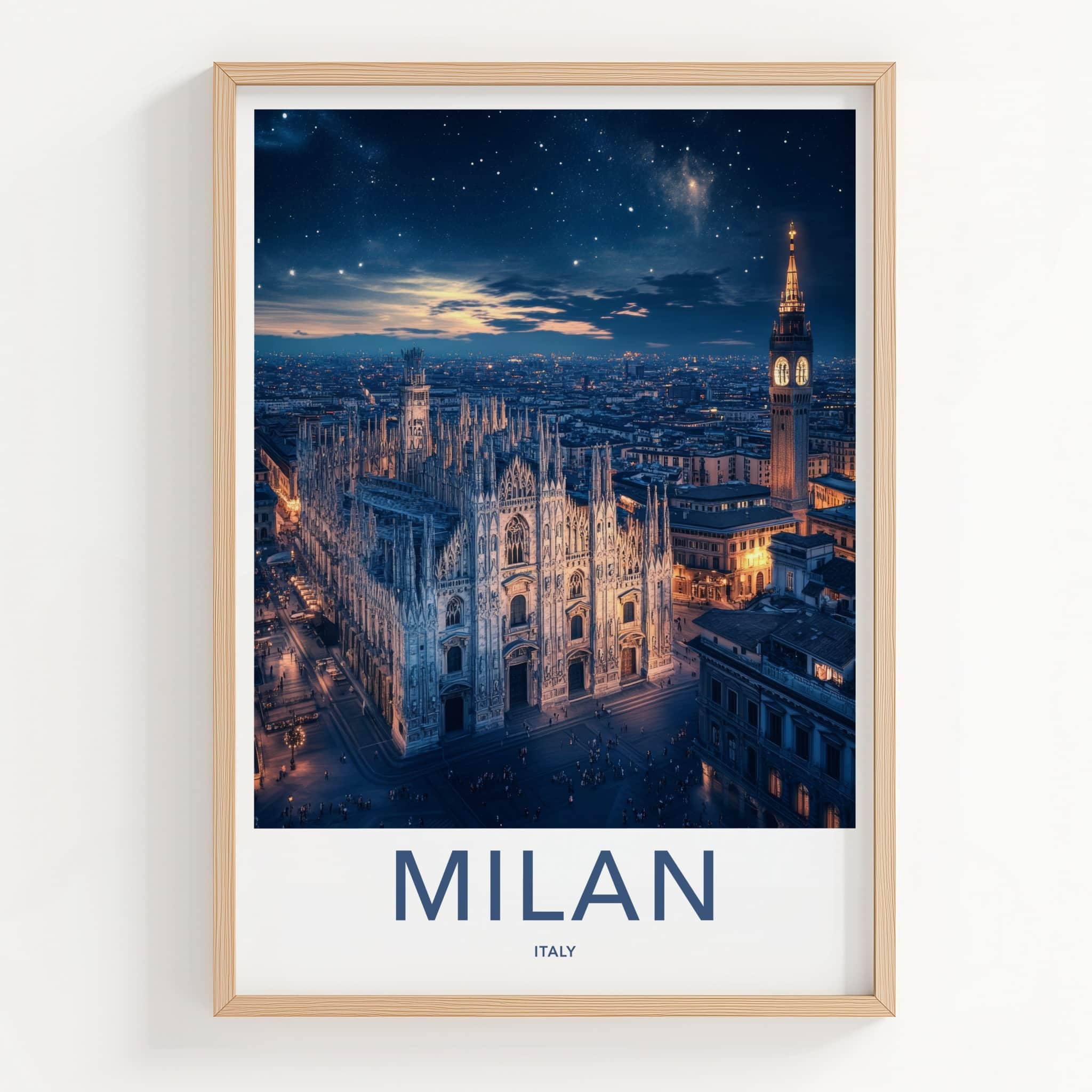 Milan Poster - Italy Wall Art - Cathedral Starry Night Home Decor