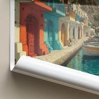 Milos Poster - Greece Travel Art - Waterfront Houses Boats Home Art