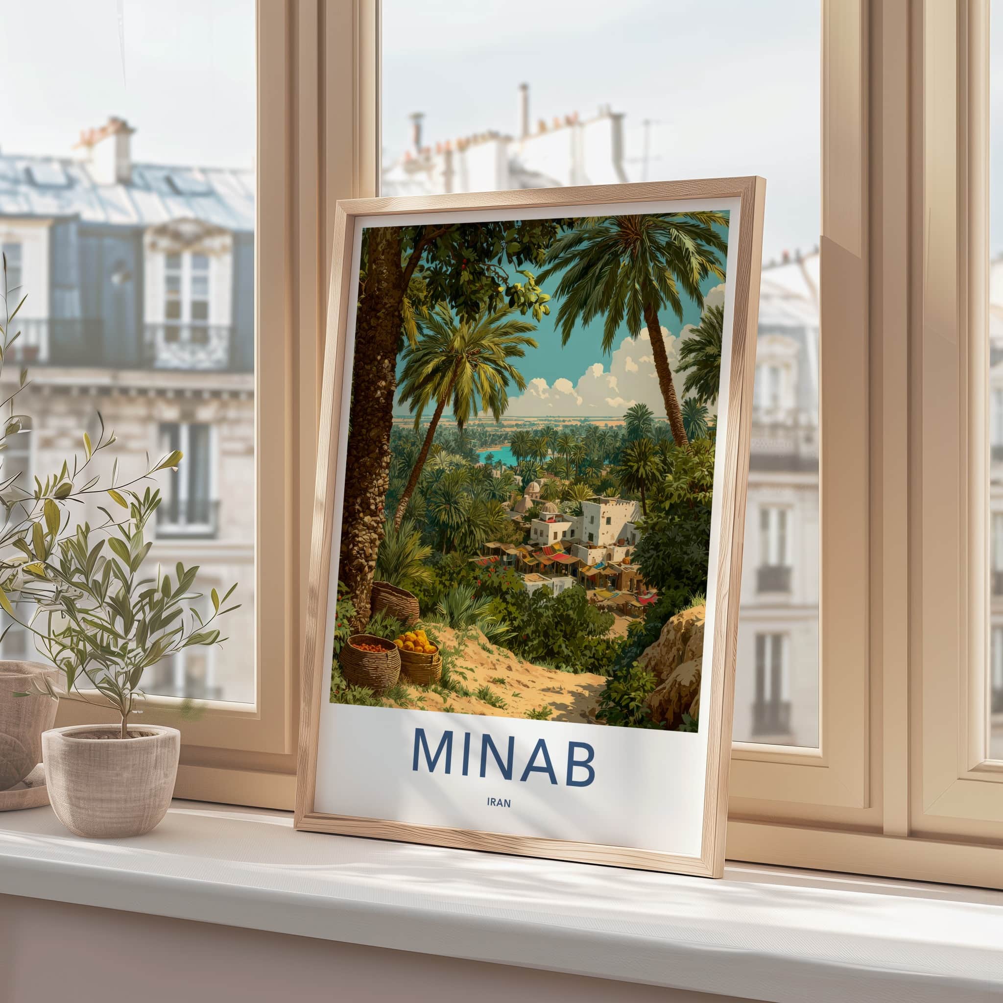 Minab Poster - Iran Art Print - Tropical Oasis River Wall Decor