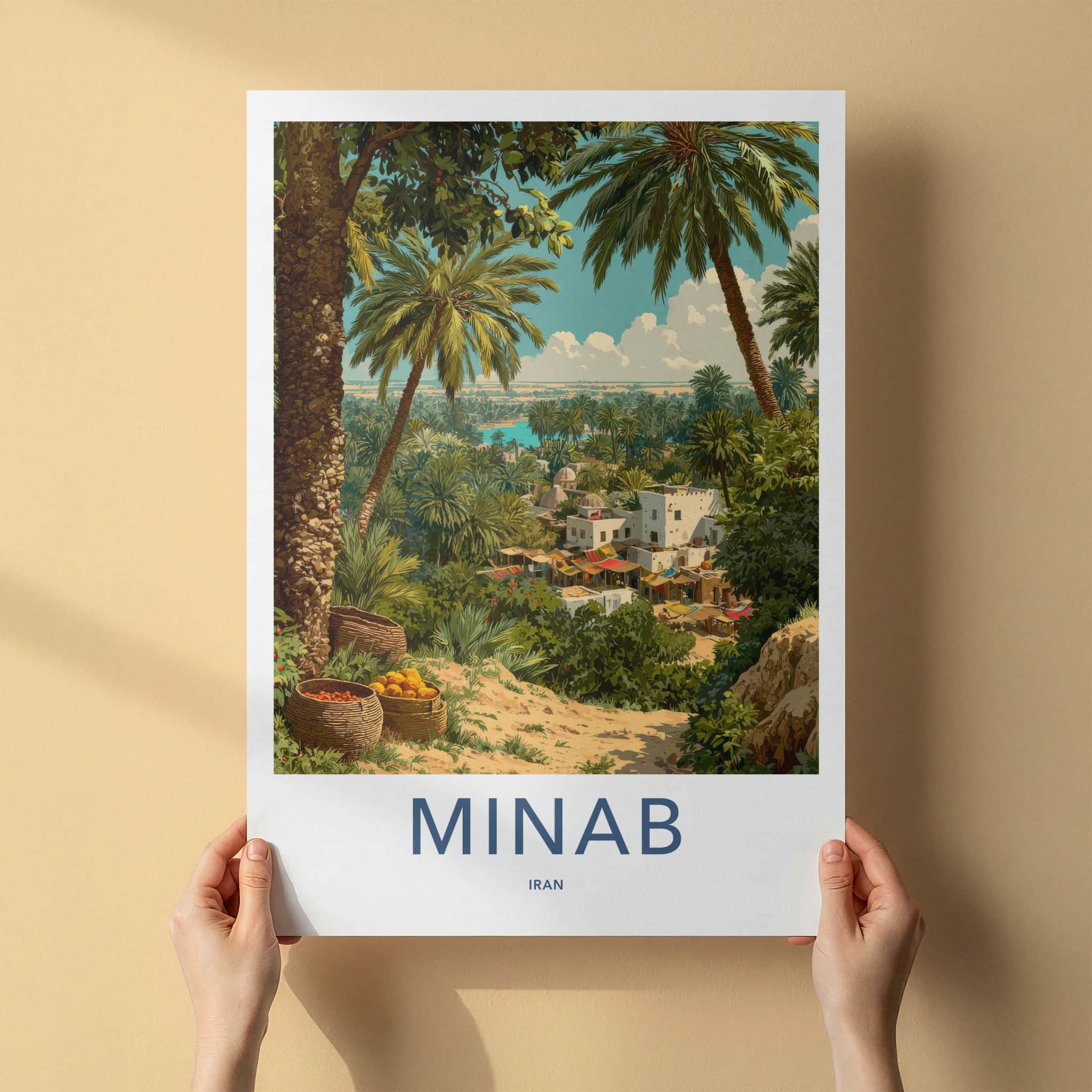 Minab Poster - Iran Art Print - Tropical Oasis River Wall Decor