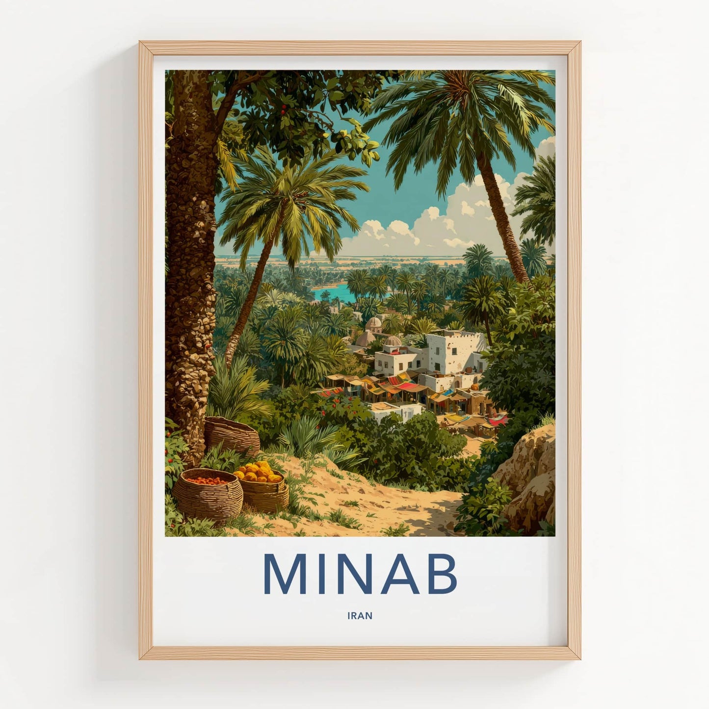 Minab Poster - Iran Art Print - Tropical Oasis River Wall Decor