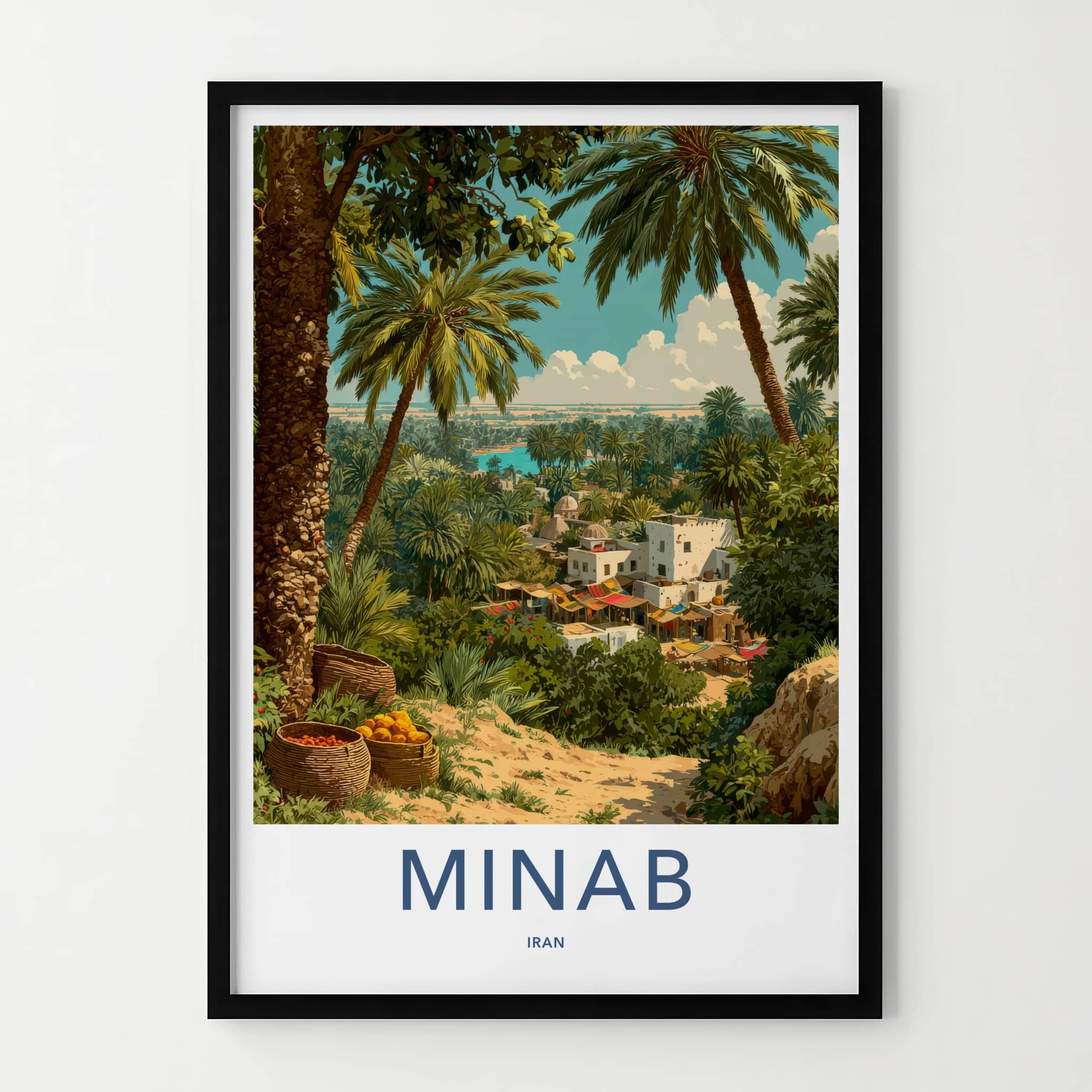 Minab Poster - Iran Art Print - Tropical Oasis River Wall Decor
