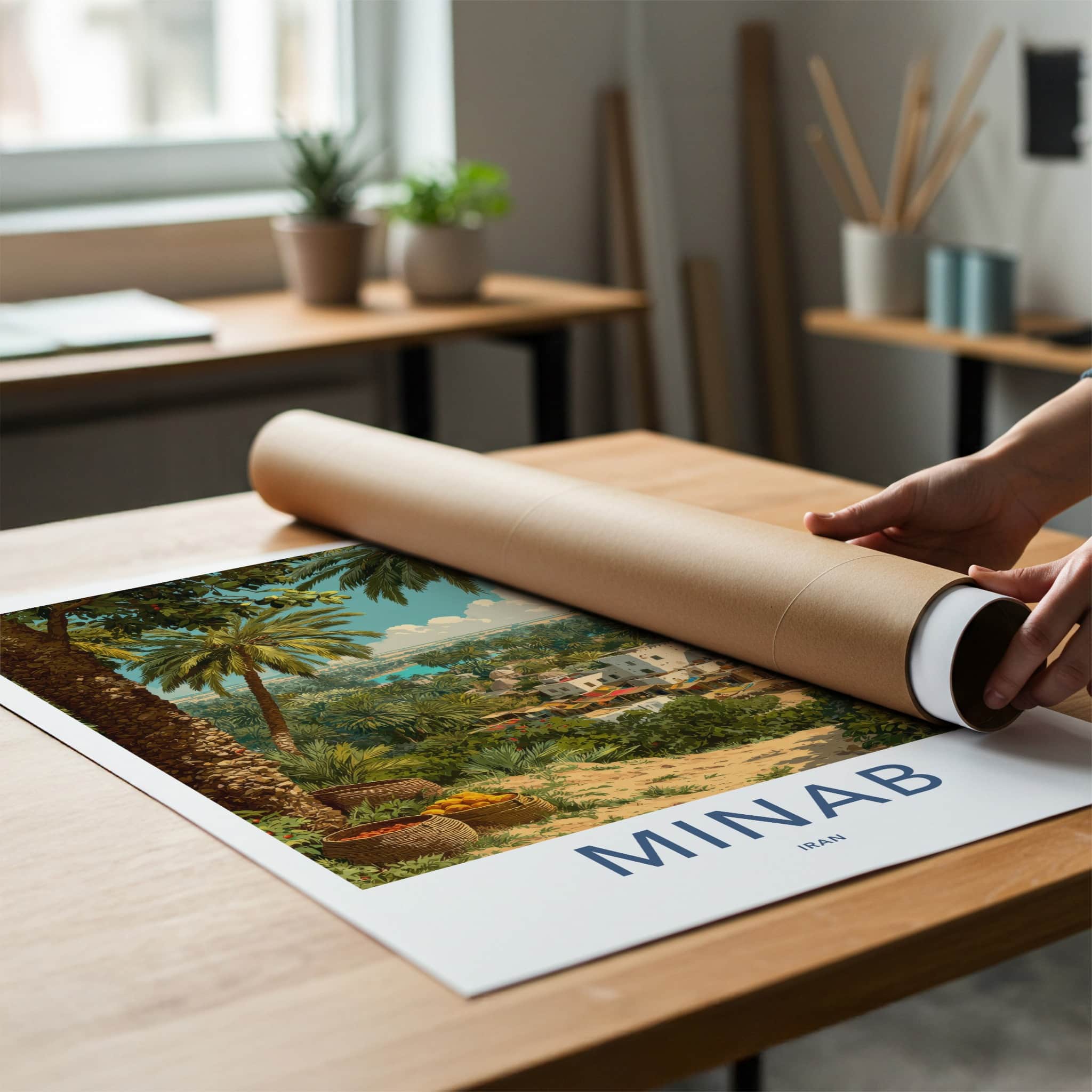 Minab Poster - Iran Art Print - Tropical Oasis River Wall Decor