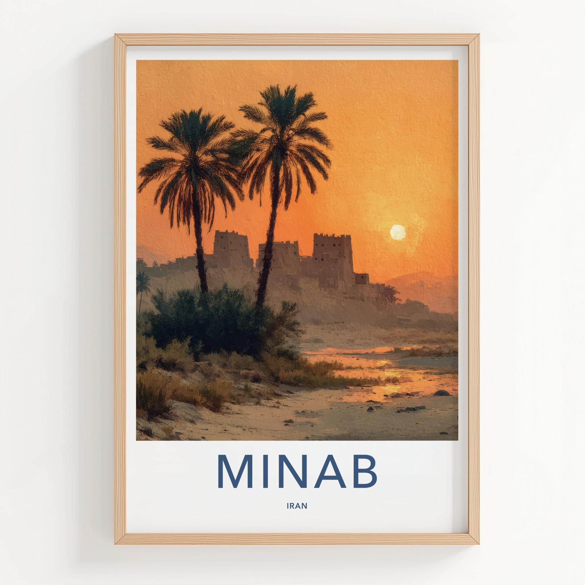 Minab Poster - Iran Framed Print - Desert Sunset Forts Framed Decor