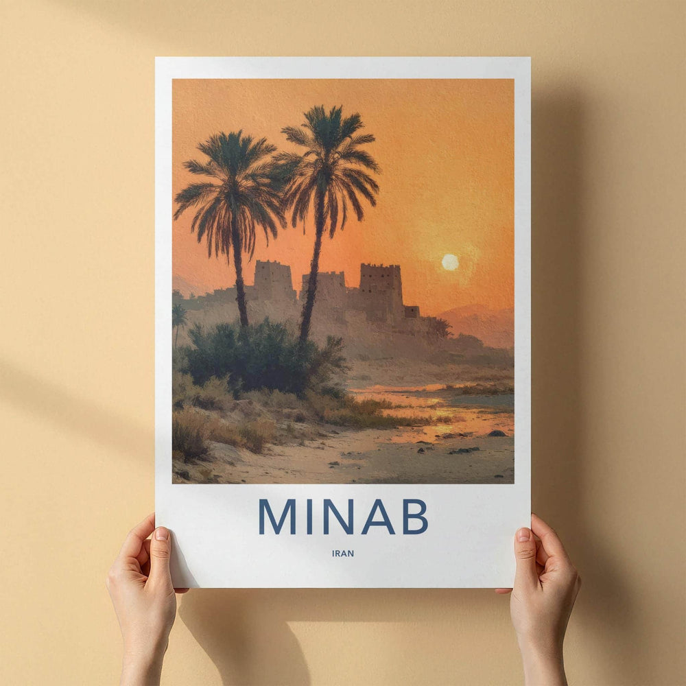 Minab Poster - Iran Framed Print - Desert Sunset Forts Framed Decor