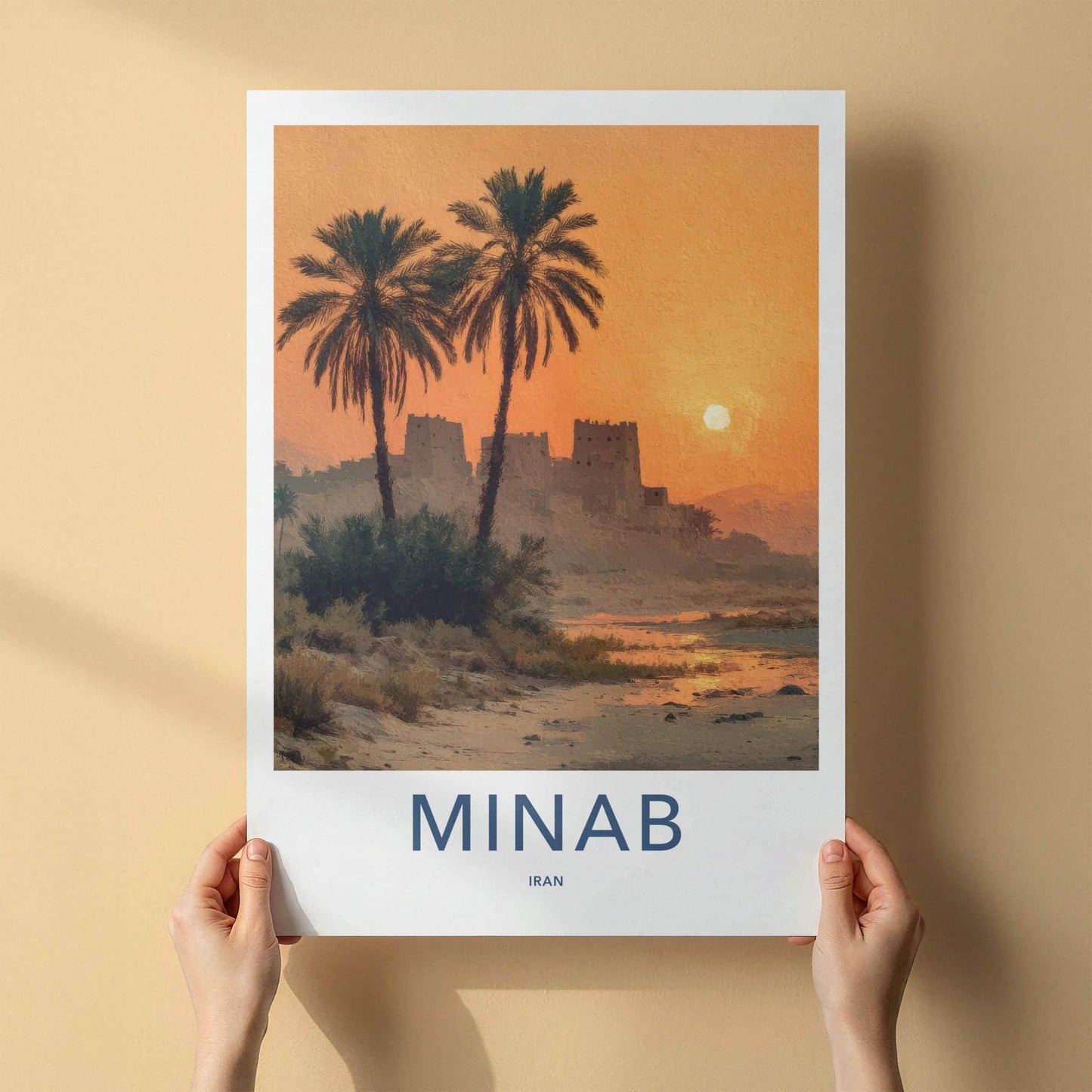 Minab Poster - Iran Framed Print - Desert Sunset Forts Framed Decor
