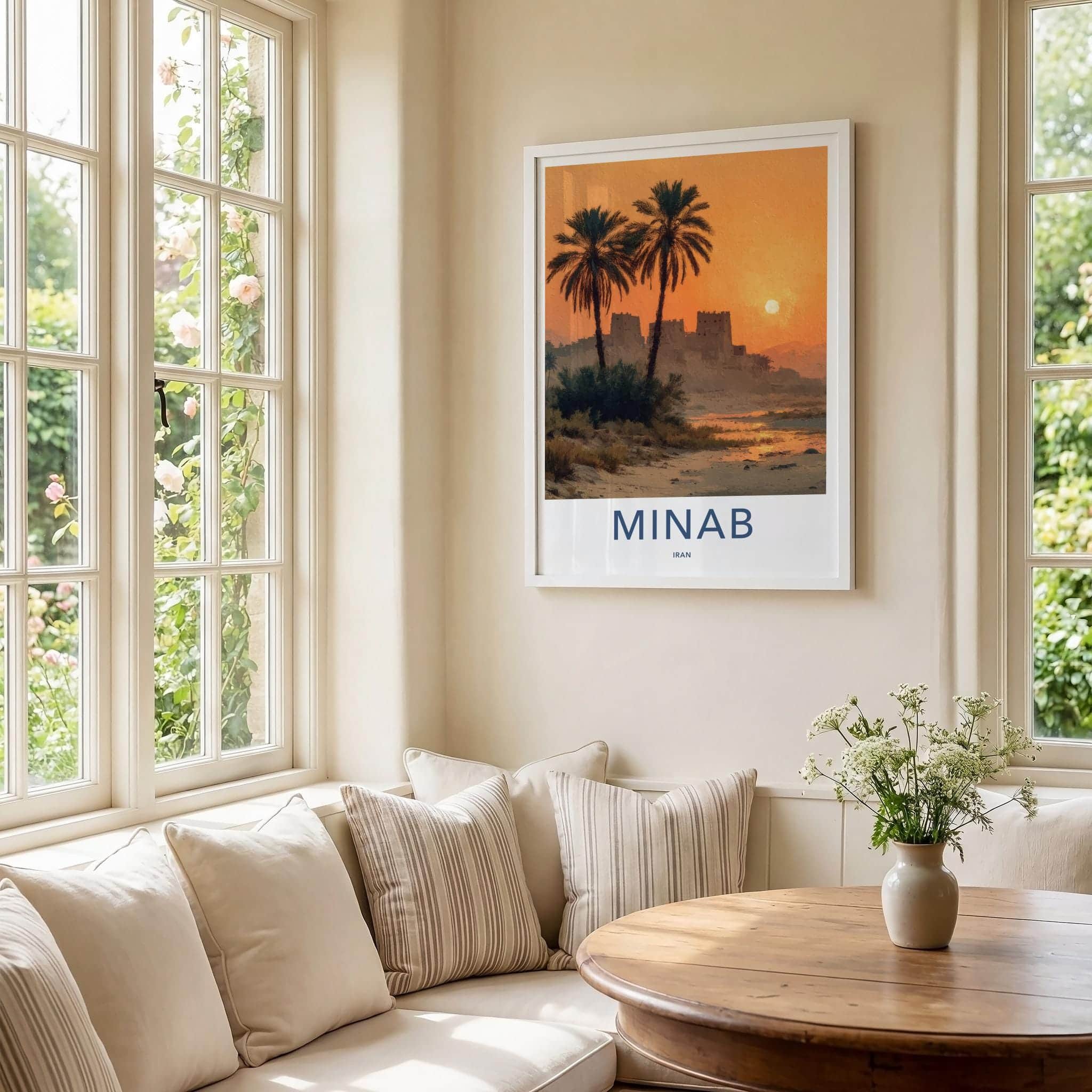 Minab Poster - Iran Framed Print - Desert Sunset Forts Framed Decor