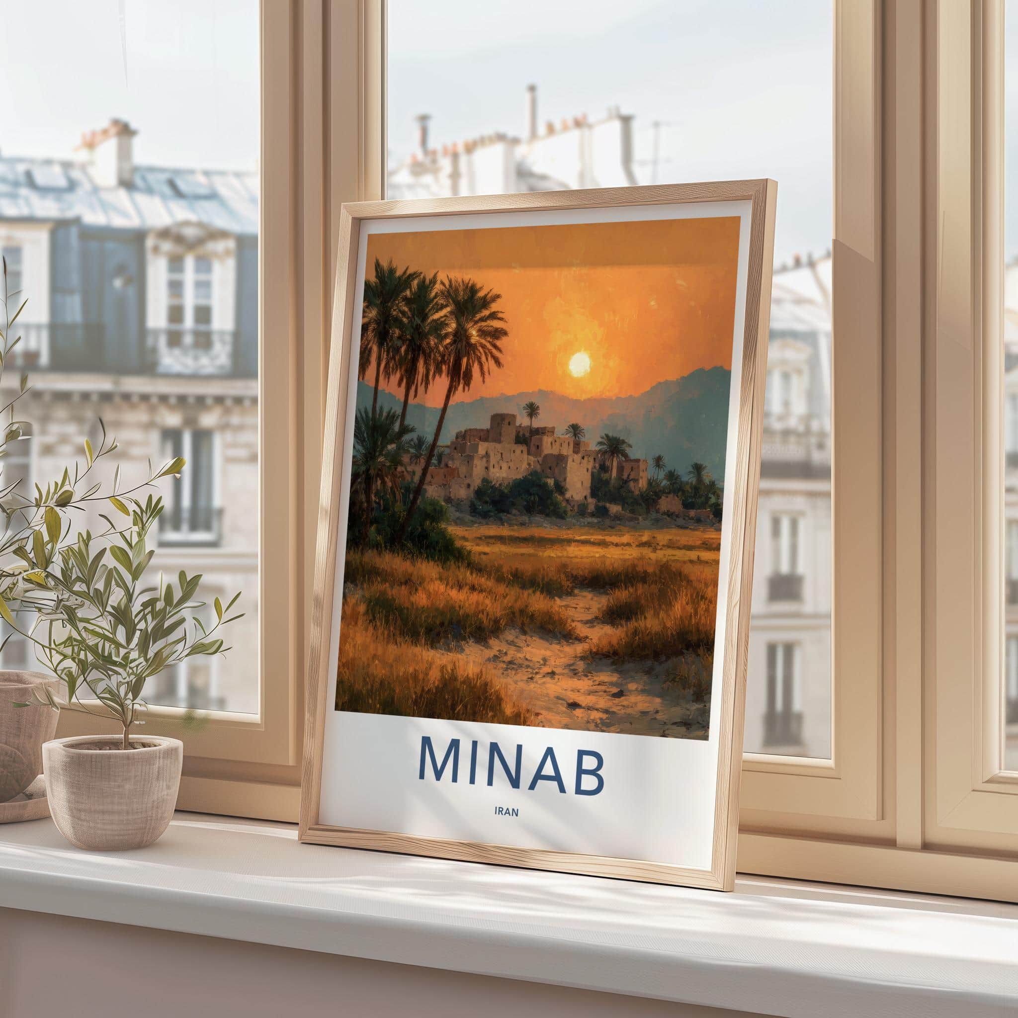 Minab Poster - Iran Framed Print - Historic Village Sunset Framed Decor