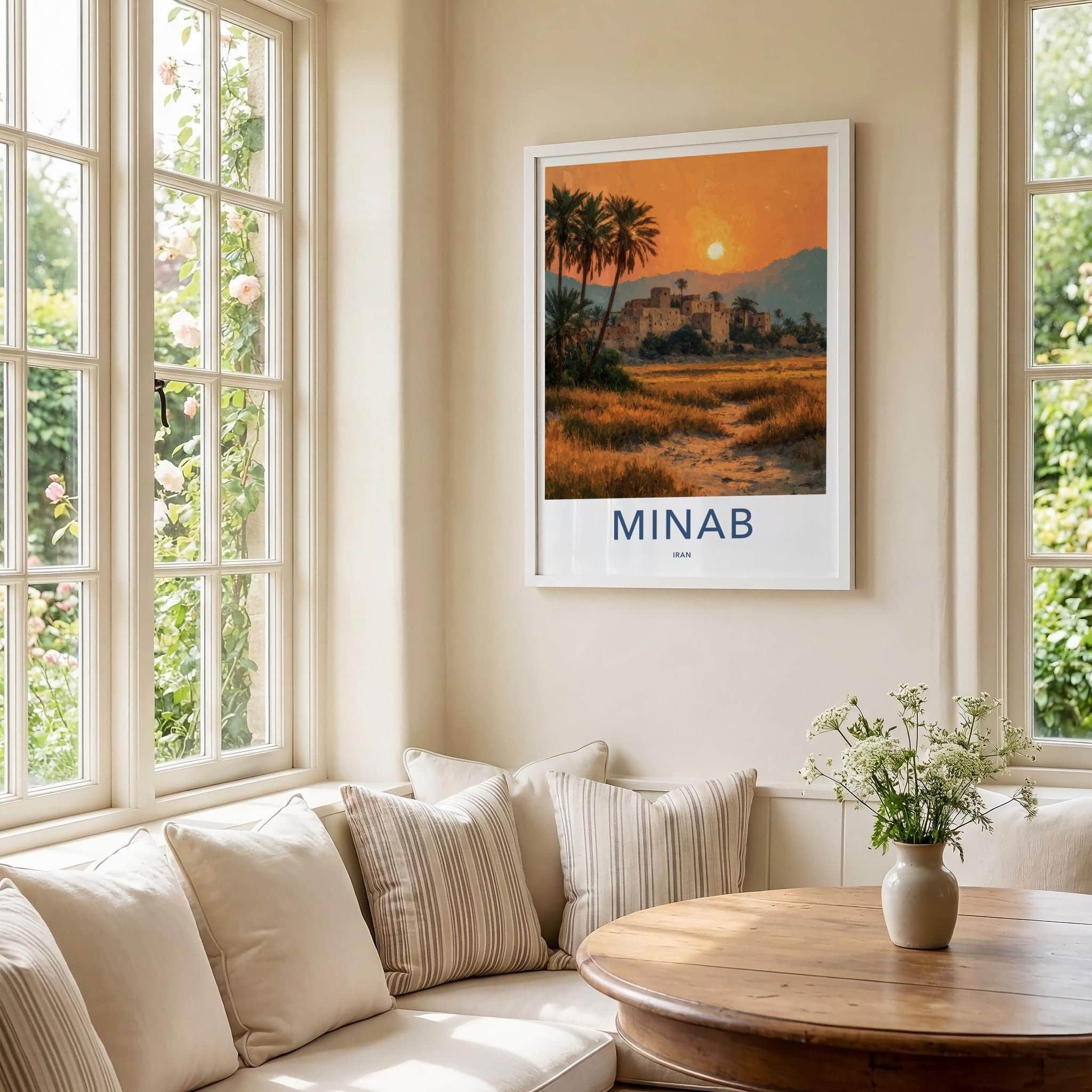 Minab Poster - Iran Framed Print - Historic Village Sunset Framed Decor