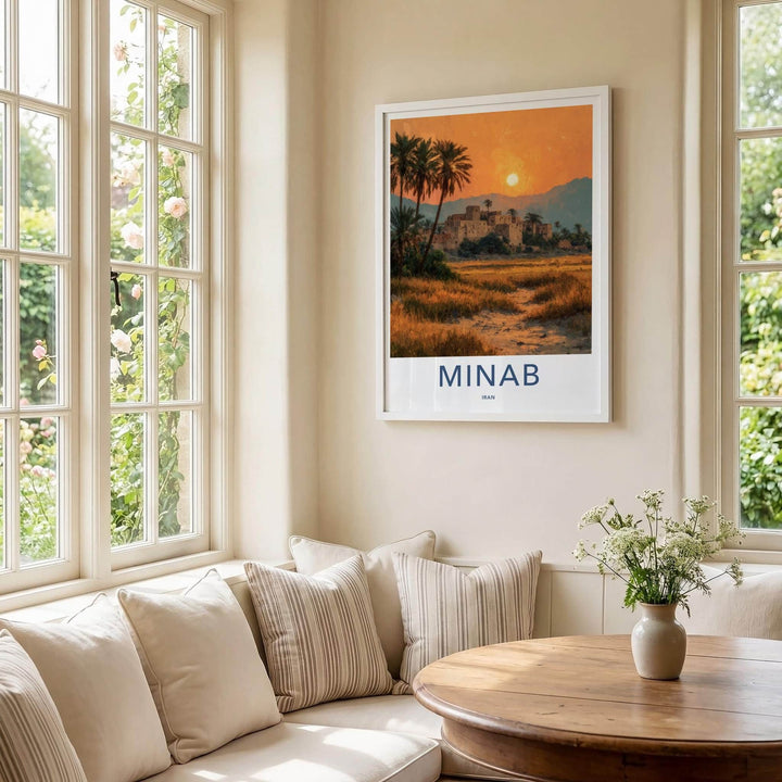 Minab Poster - Iran Framed Print - Historic Village Sunset Framed Decor