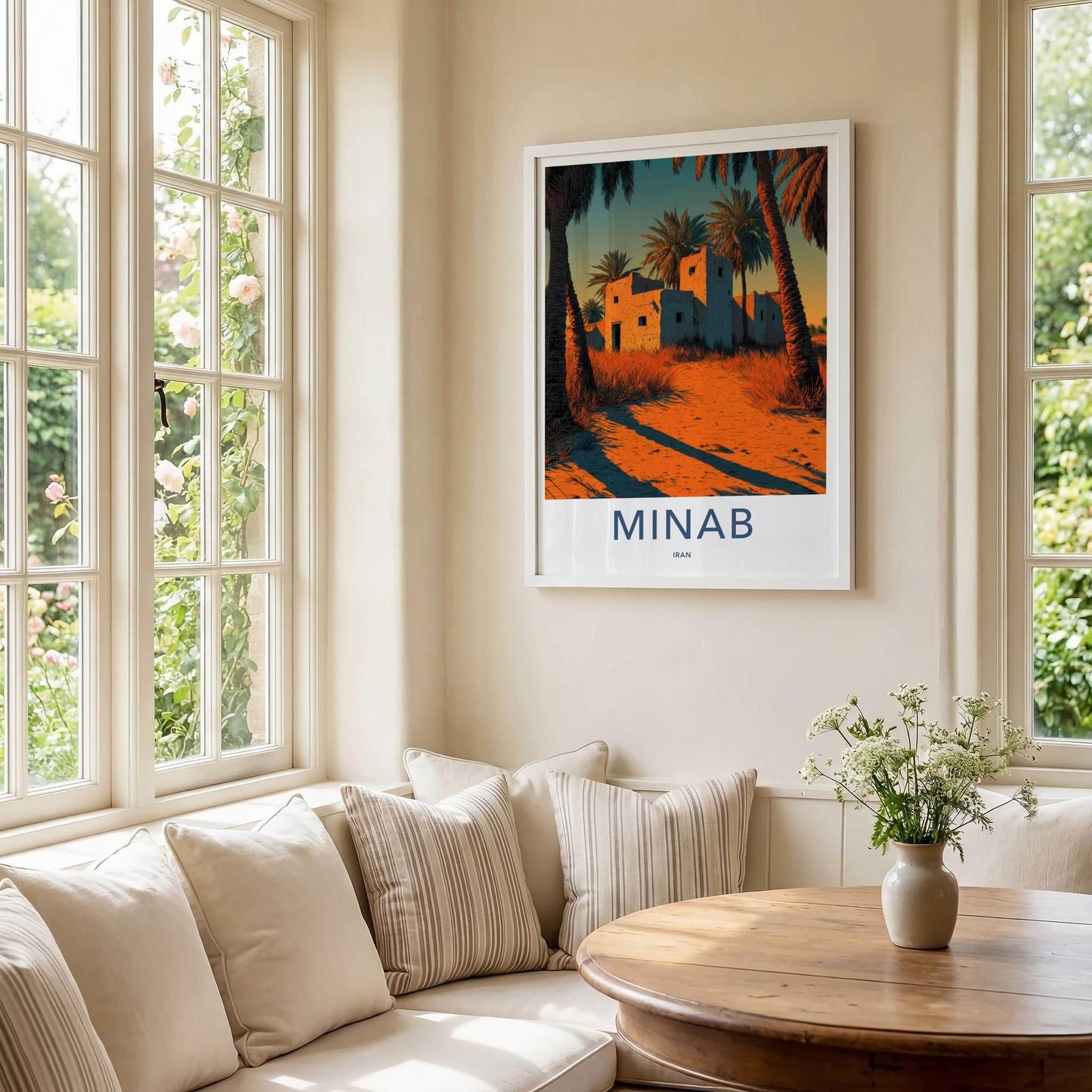 MINAB Poster - Iran Travel Art - Desert Mud Building Home Decor