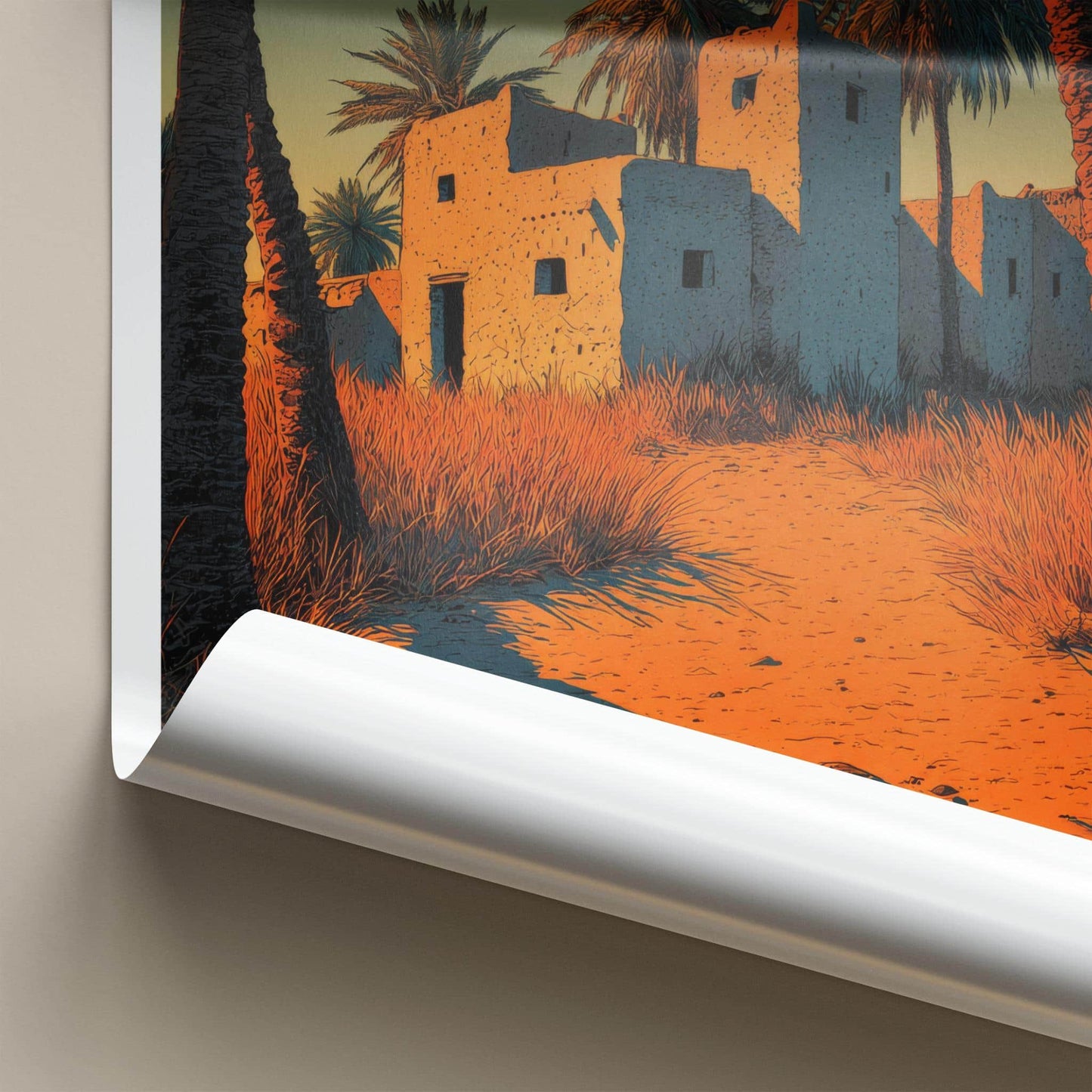 MINAB Poster - Iran Travel Art - Desert Mud Building Home Decor