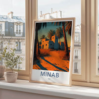 MINAB Poster - Iran Travel Art - Desert Mud Building Home Decor
