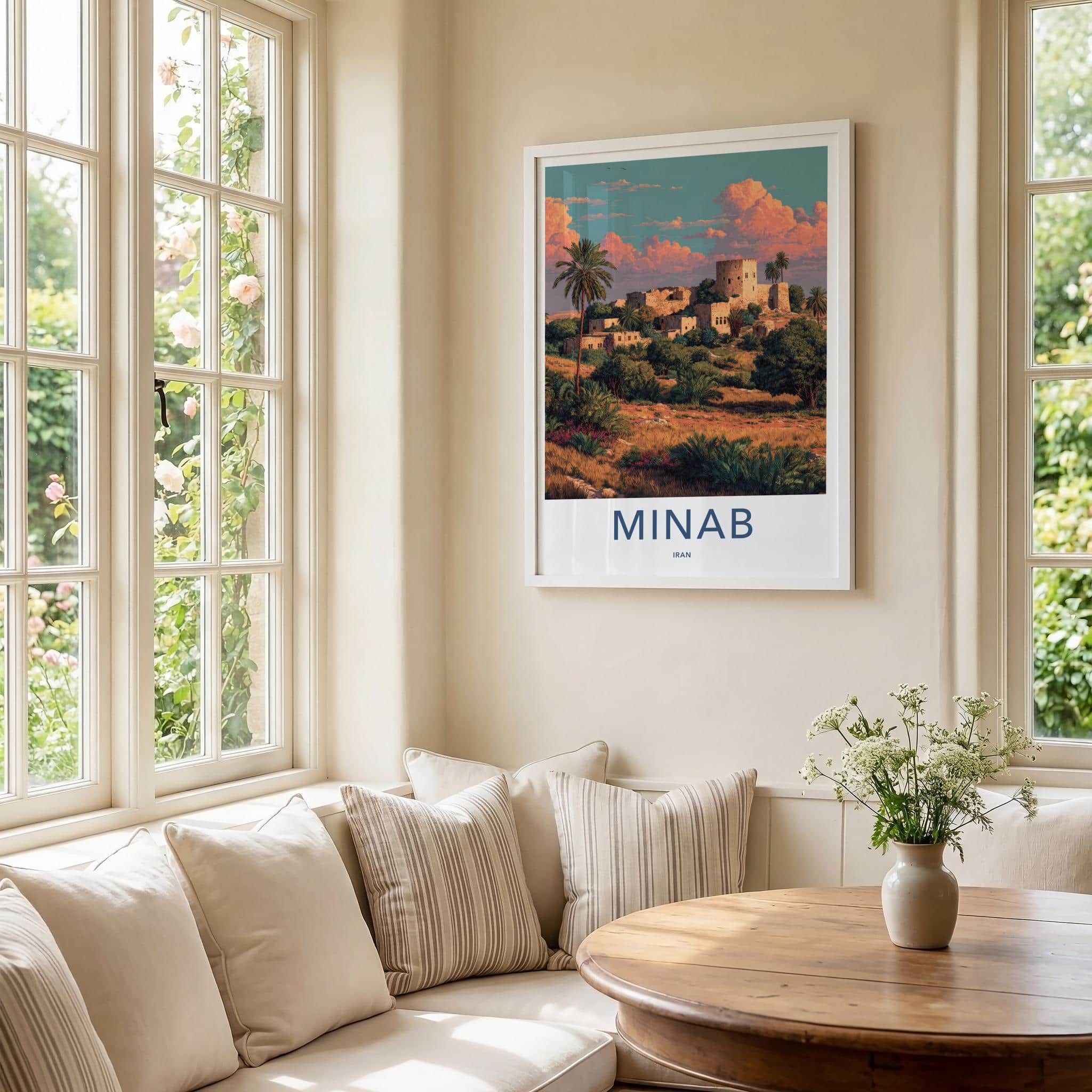 Minab Poster - Iran Travel Art - Historic Desert Citadel Home Decor
