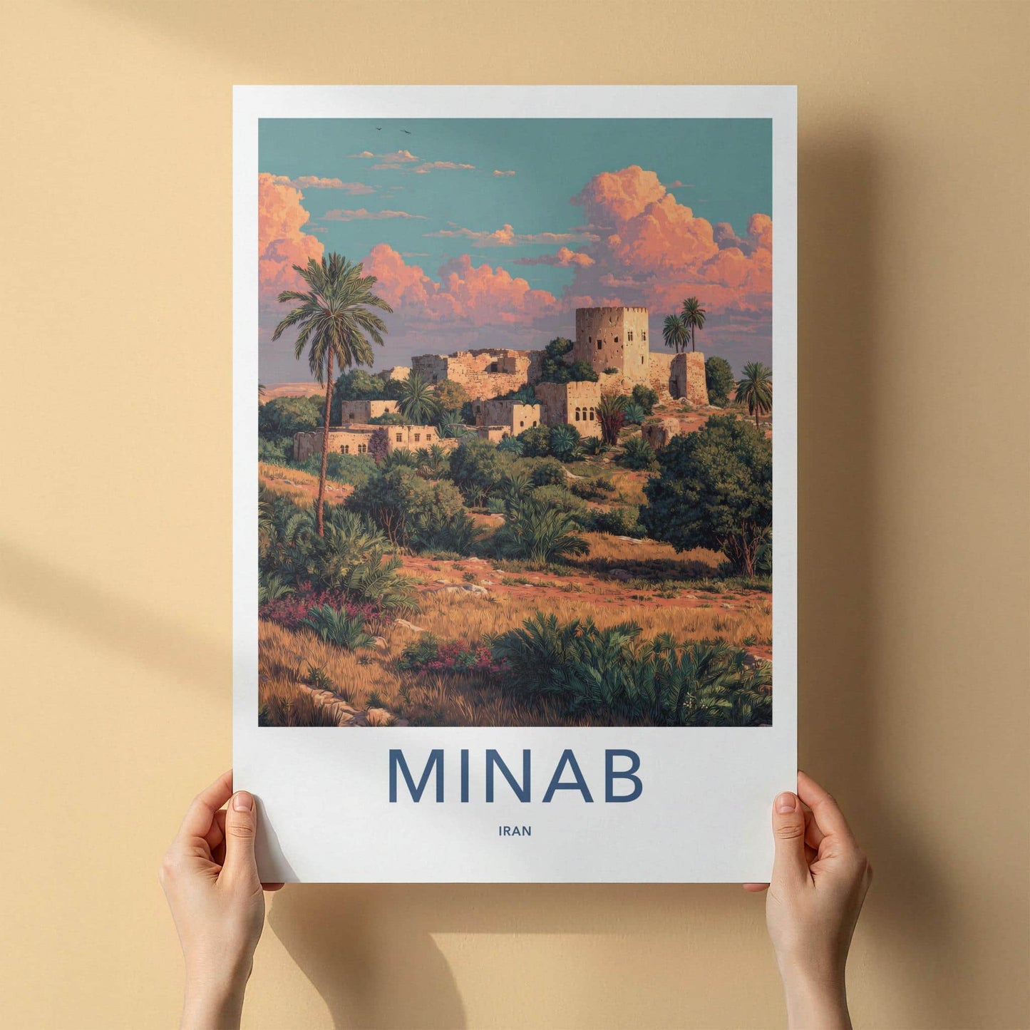 Minab Poster - Iran Travel Art - Historic Desert Citadel Home Decor