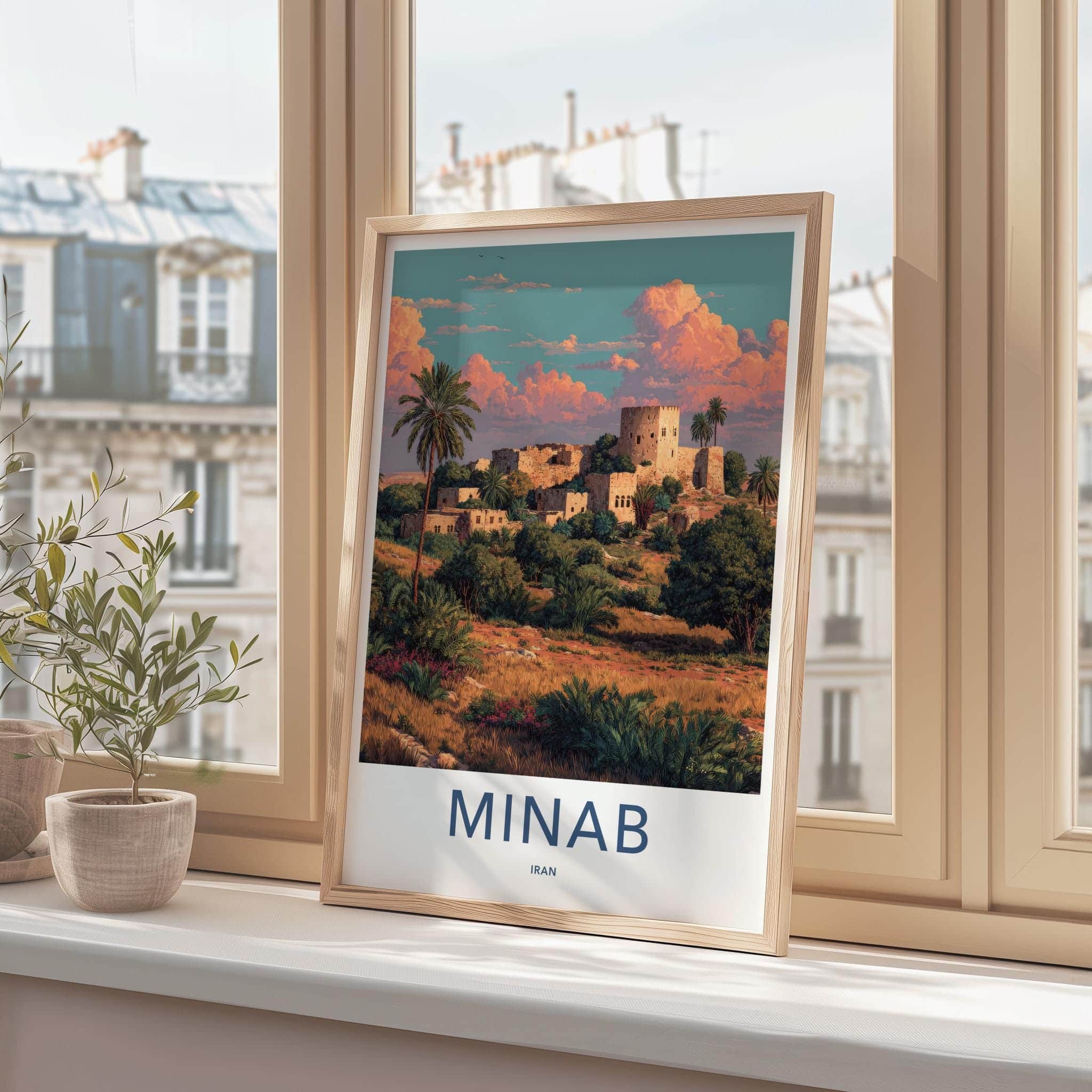 Minab Poster - Iran Travel Art - Historic Desert Citadel Home Decor
