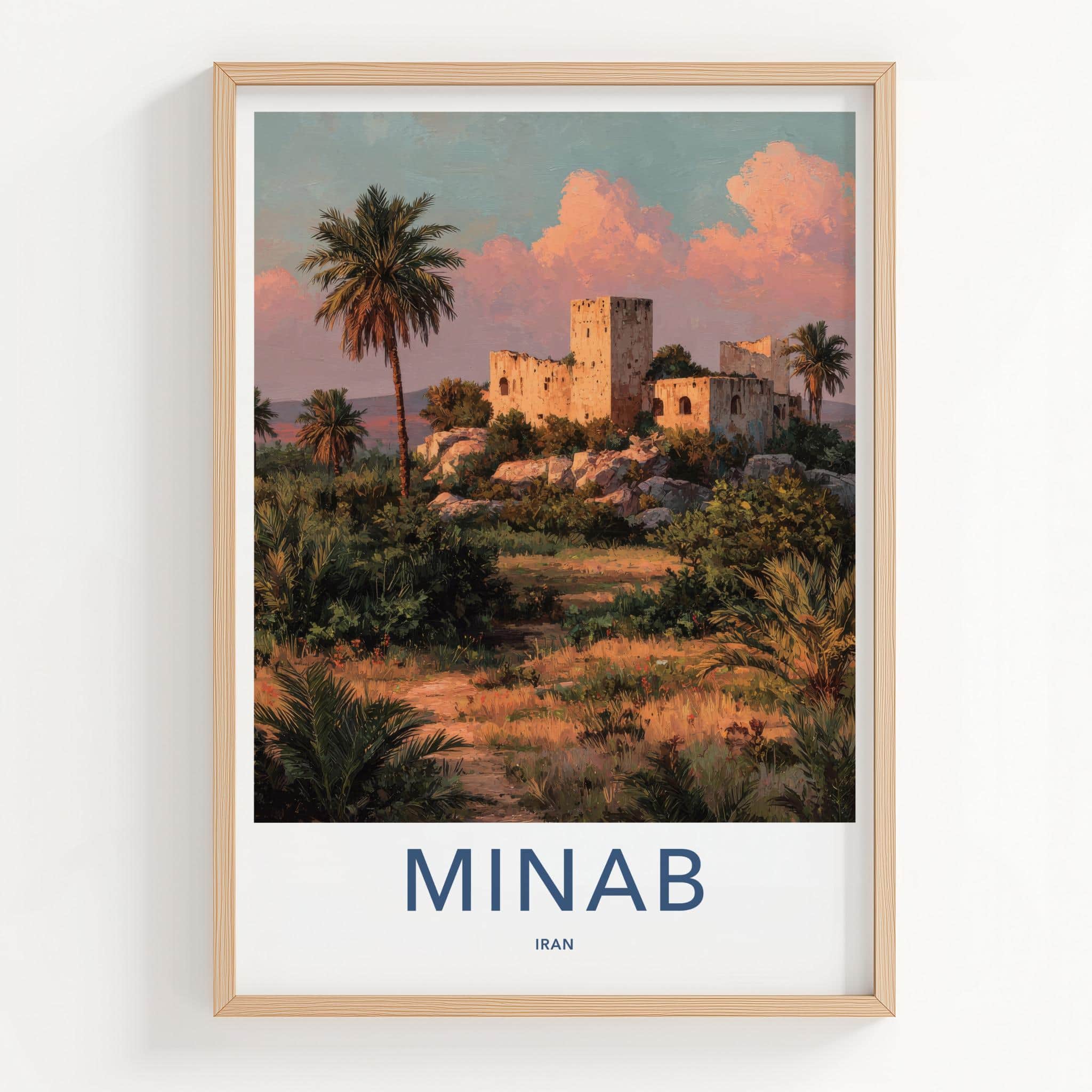 Minab Poster - Iran Travel Art - Historic Ruins Palms Home Decor