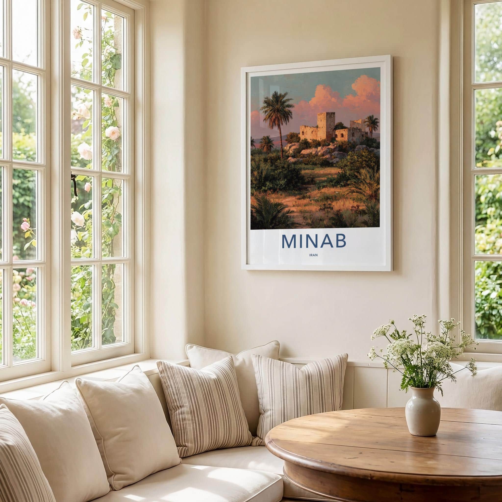 Minab Poster - Iran Travel Art - Historic Ruins Palms Home Decor
