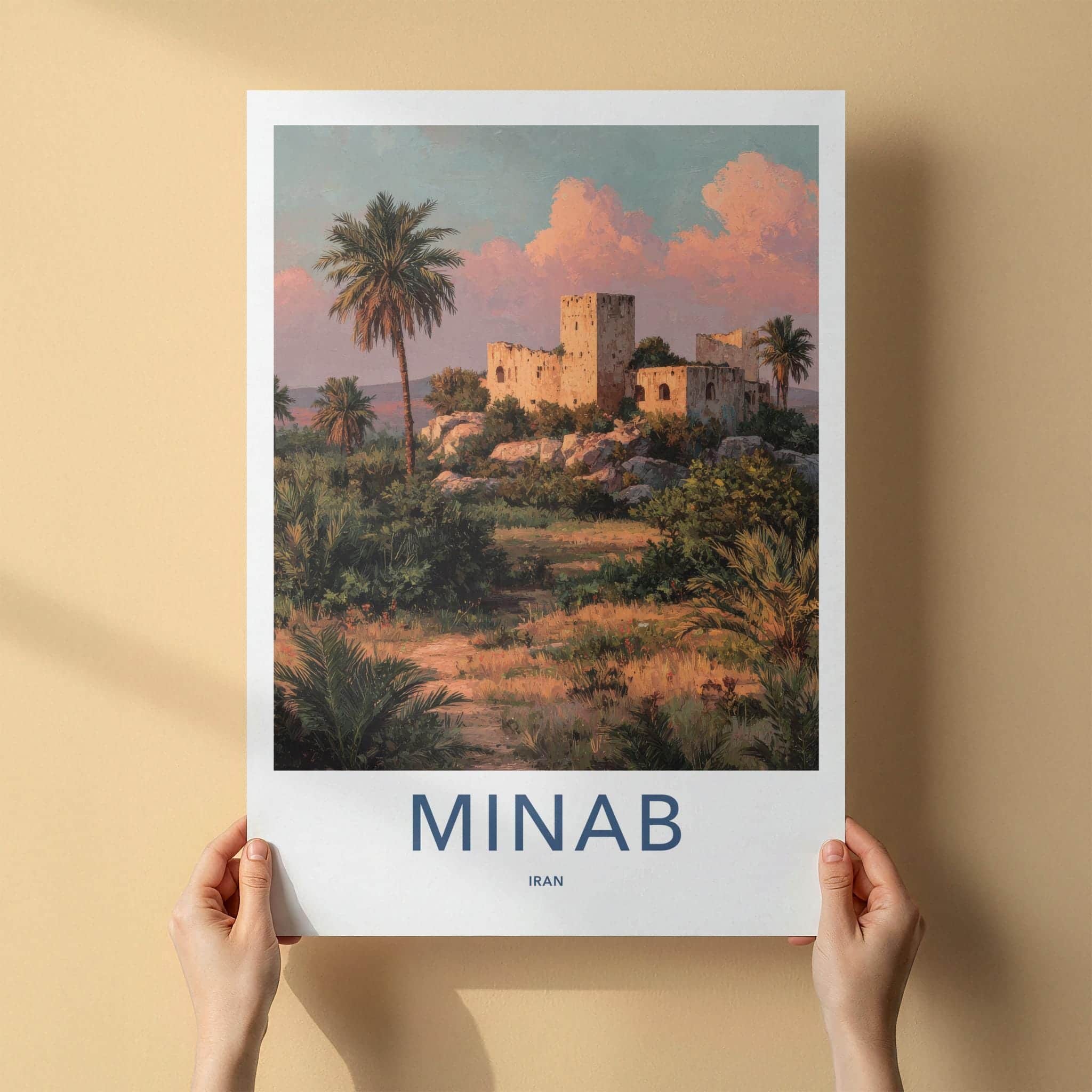Minab Poster - Iran Travel Art - Historic Ruins Palms Home Decor