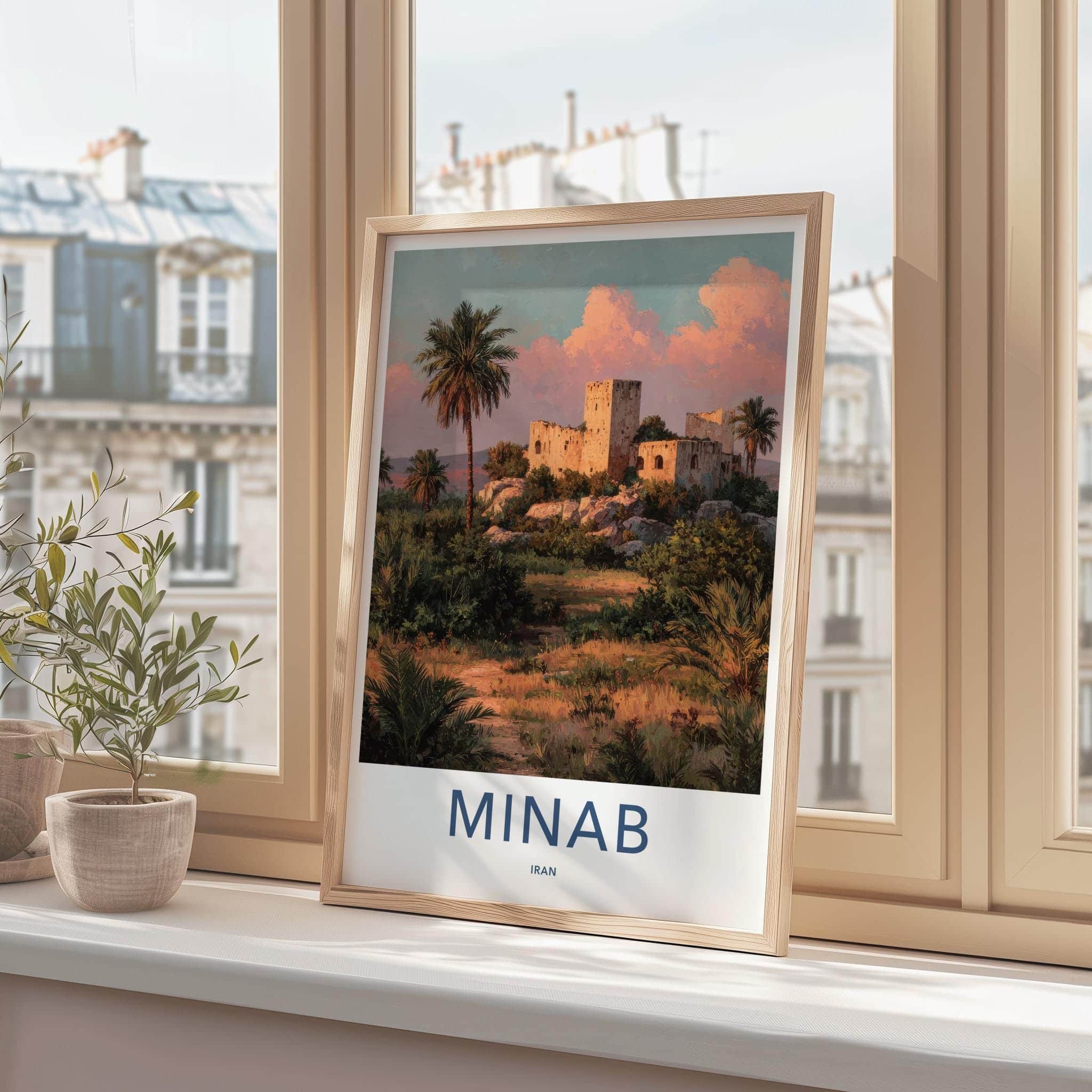 Minab Poster - Iran Travel Art - Historic Ruins Palms Home Decor