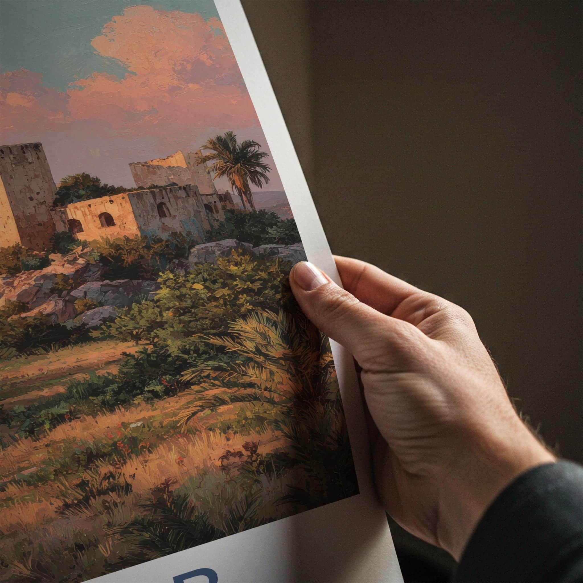 Minab Poster - Iran Travel Art - Historic Ruins Palms Home Decor