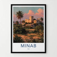 Minab Poster - Iran Travel Art - Historic Ruins Palms Home Decor