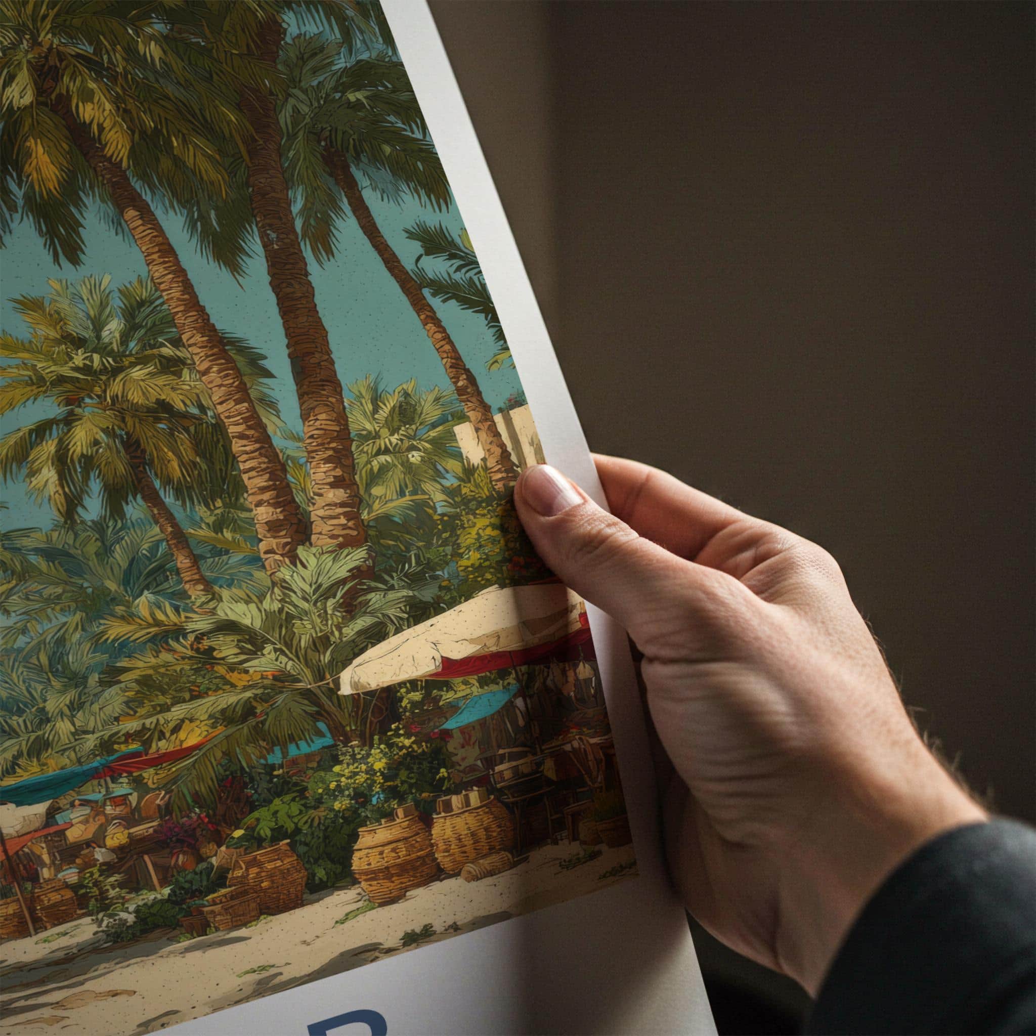 Minab Poster - Iran Travel Print - Palm Lined Path Lounge Decor