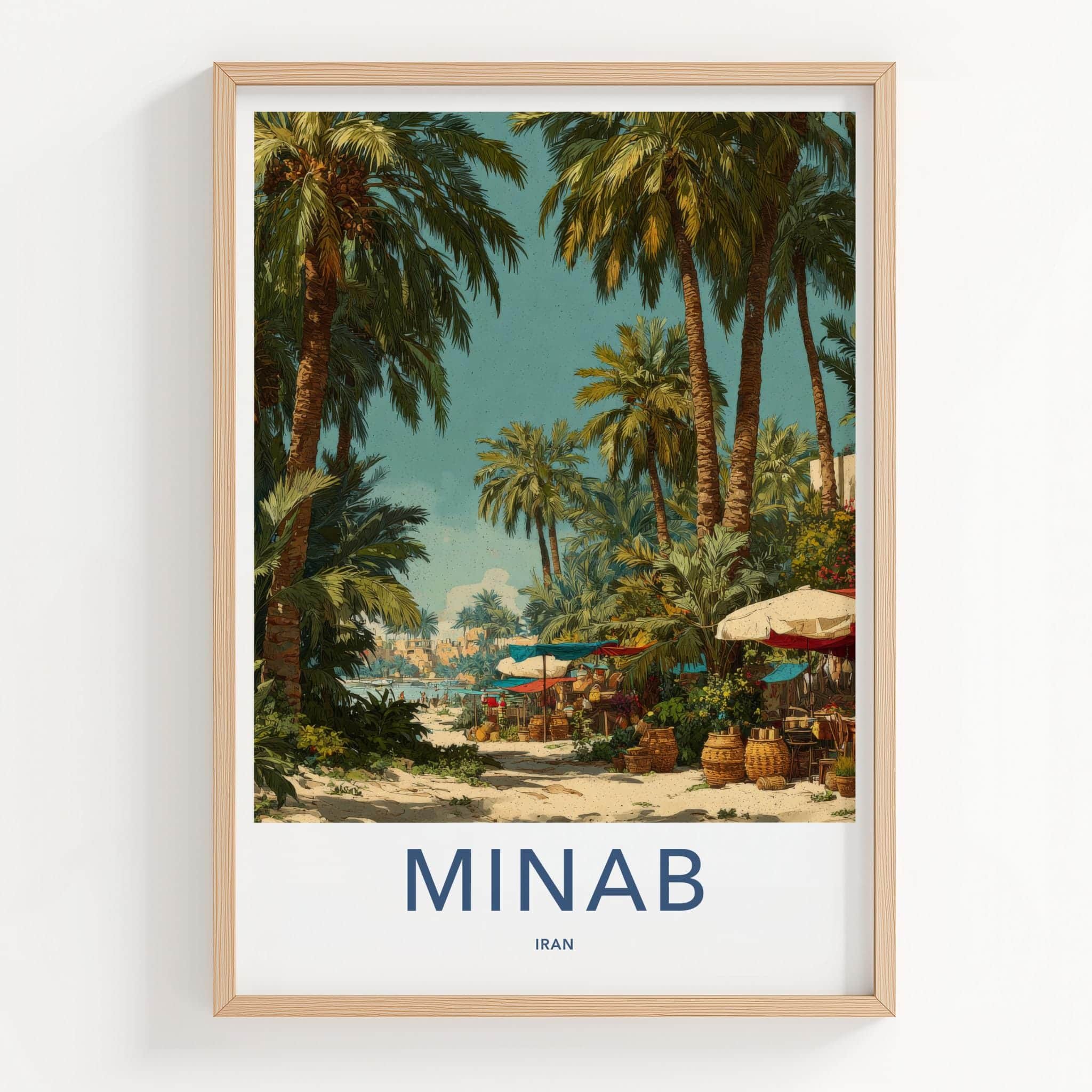 Minab Poster - Iran Travel Print - Palm Lined Path Lounge Decor