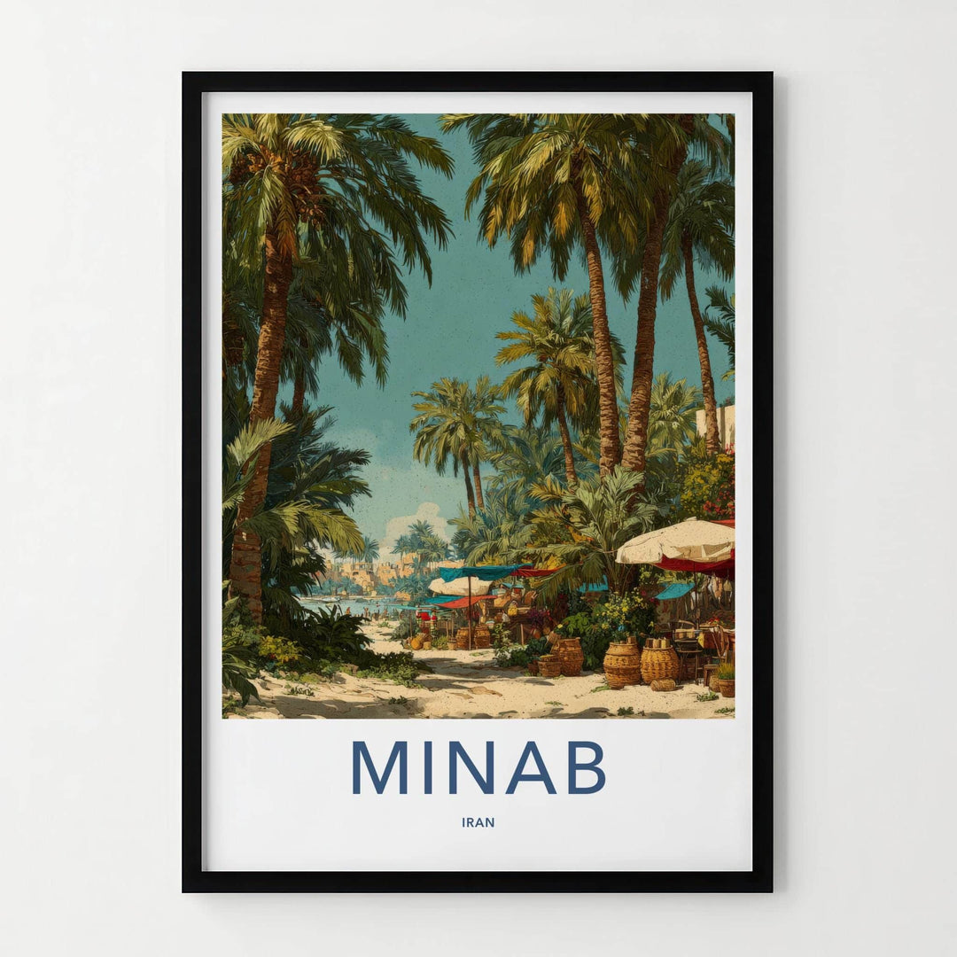 Minab Poster - Iran Travel Print - Palm Lined Path Lounge Decor