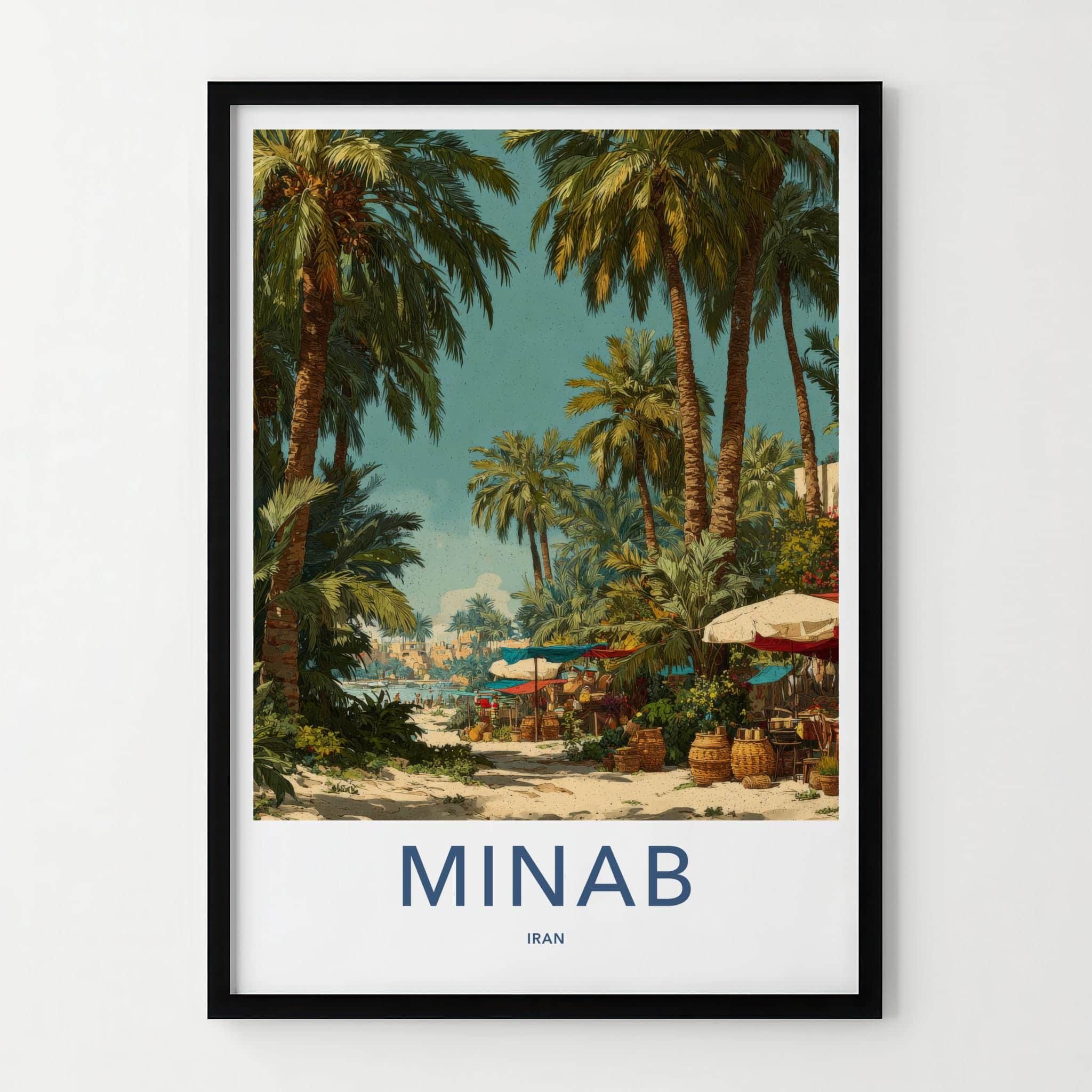 Minab Poster - Iran Travel Print - Palm Lined Path Lounge Decor