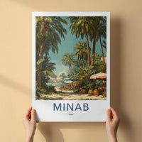 Minab Poster - Iran Travel Print - Palm Lined Path Lounge Decor