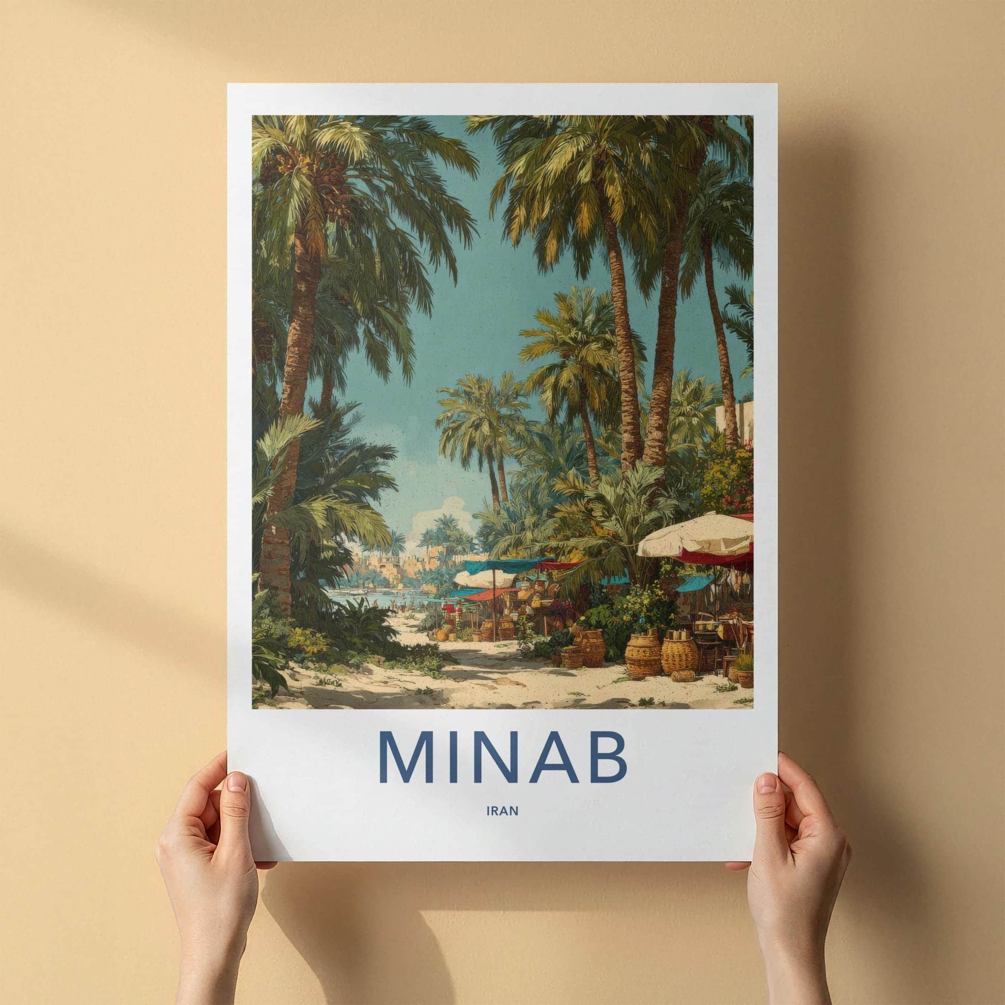 Minab Poster - Iran Travel Print - Palm Lined Path Lounge Decor