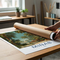 Minab Poster - Iran Travel Print - Palm Lined Path Lounge Decor