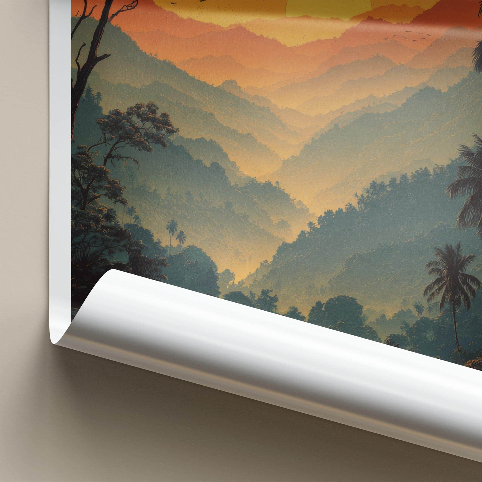 Mindo Poster - Ecuador Framed Print - Layered Mountain Sunset Framed Decor