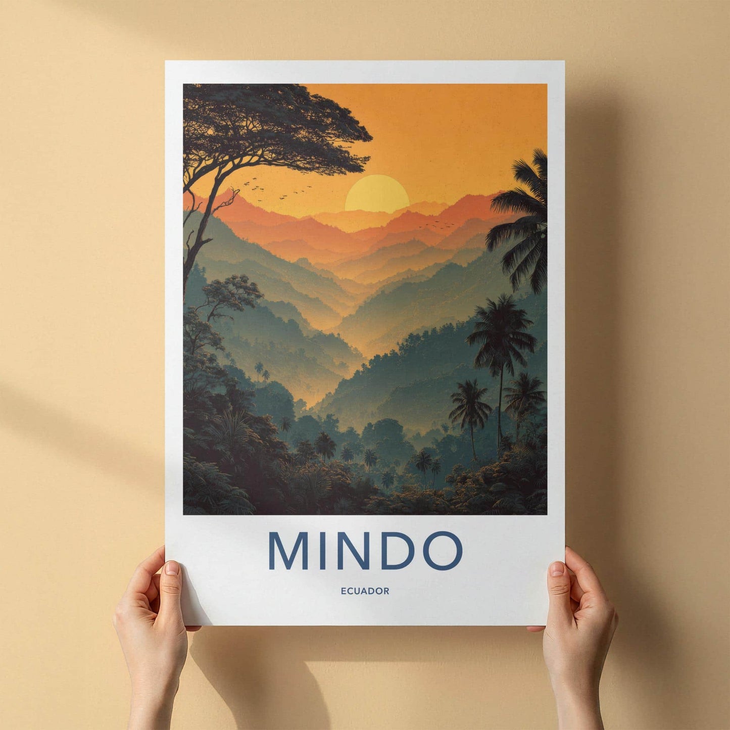 Mindo Poster - Ecuador Framed Print - Layered Mountain Sunset Framed Decor