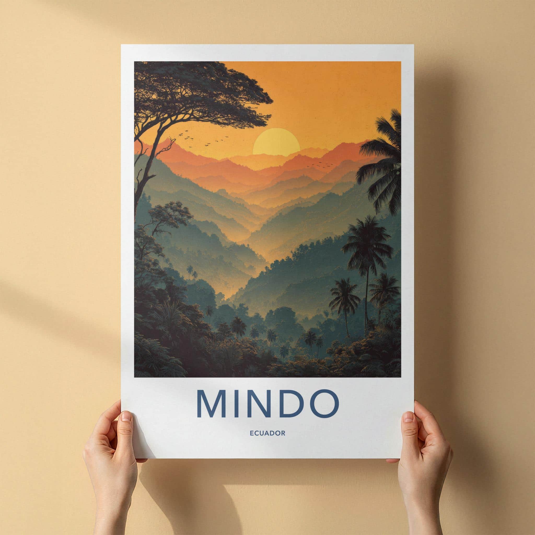 Mindo Poster - Ecuador Framed Print - Layered Mountain Sunset Framed Decor