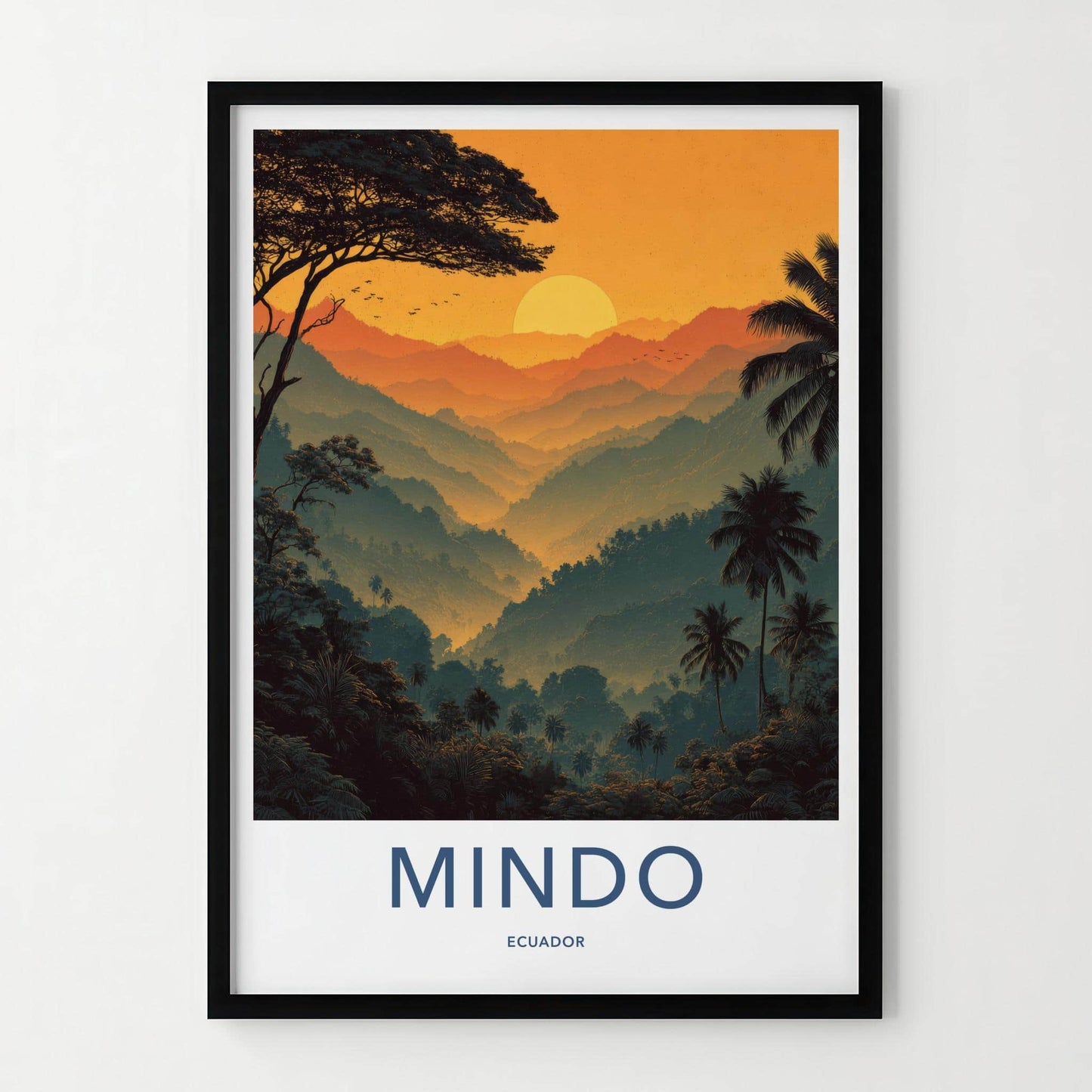 Mindo Poster - Ecuador Framed Print - Layered Mountain Sunset Framed Decor