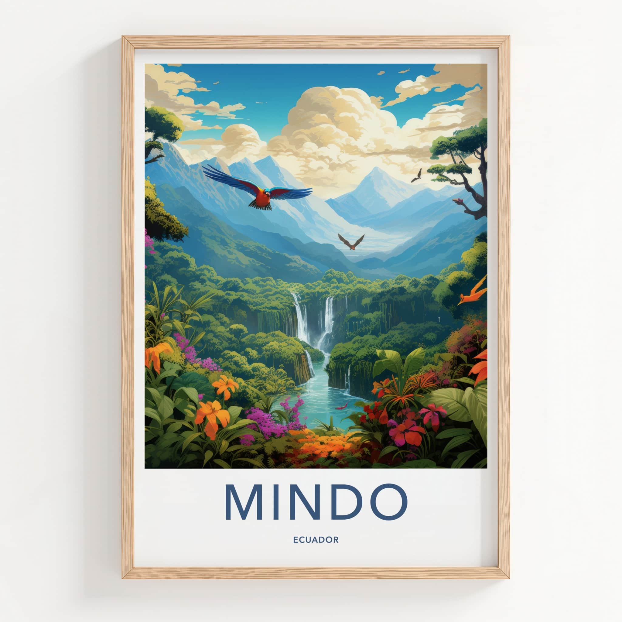 Mindo Poster - Ecuador Travel Art - Vibrant Jungle Waterfalls Home Decor