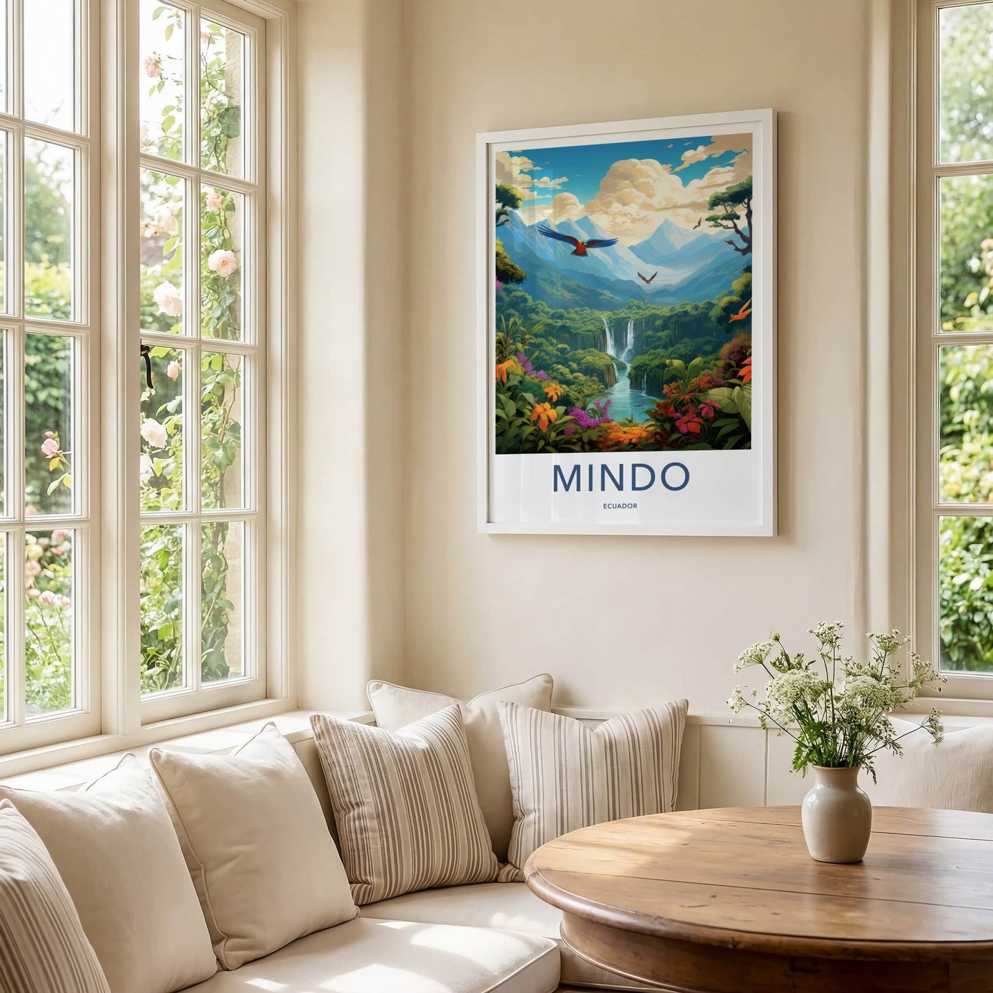 Mindo Poster - Ecuador Travel Art - Vibrant Jungle Waterfalls Home Decor
