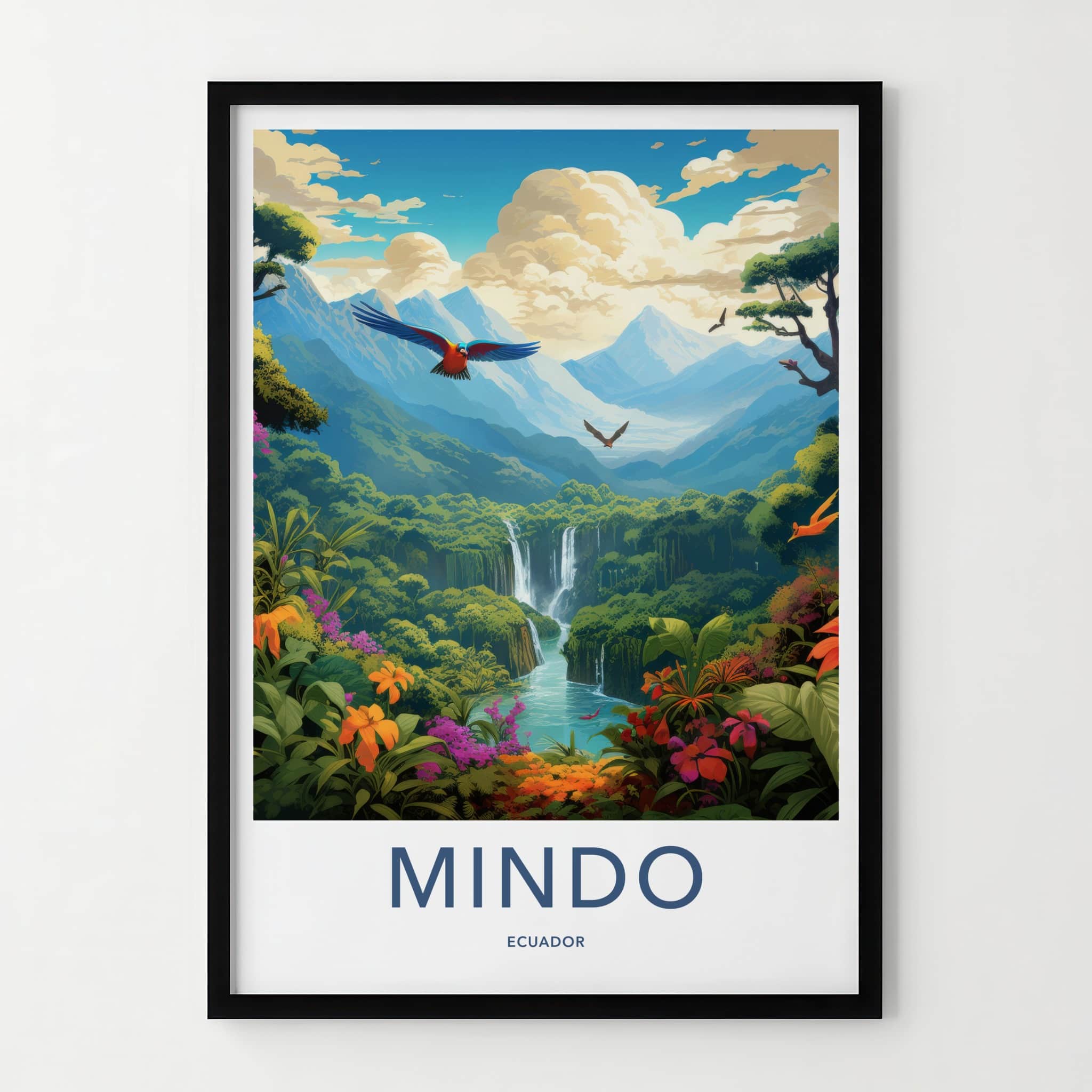 Mindo Poster - Ecuador Travel Art - Vibrant Jungle Waterfalls Home Decor