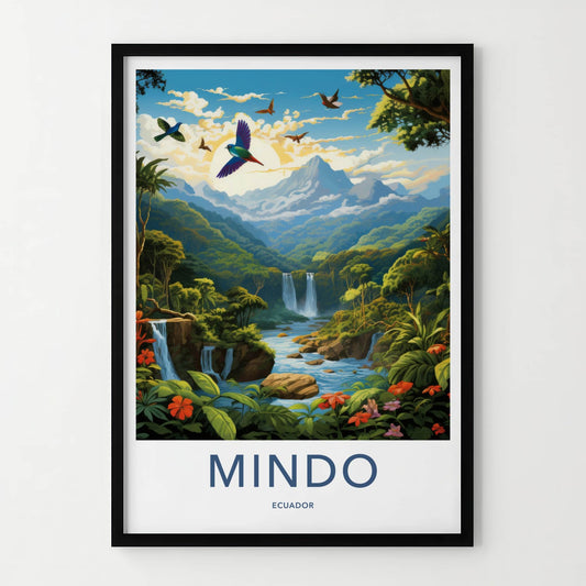 MINDO Poster - ECUADOR Wall Art - Vibrant Jungle Waterfalls Home Decor