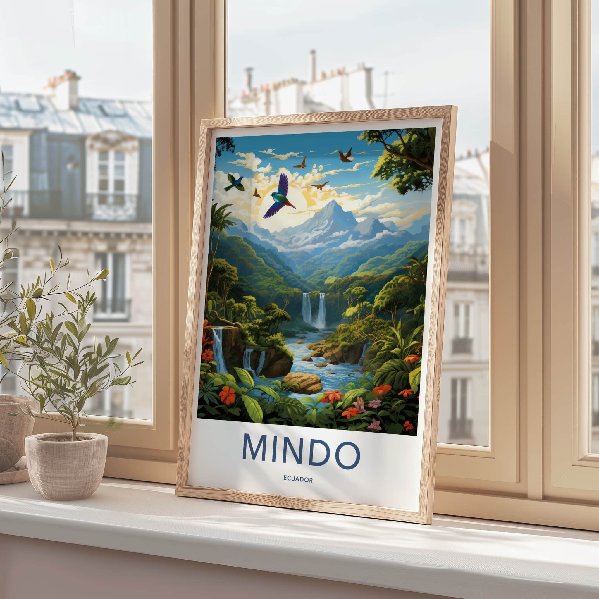 MINDO Poster - ECUADOR Wall Art - Vibrant Jungle Waterfalls Home Decor