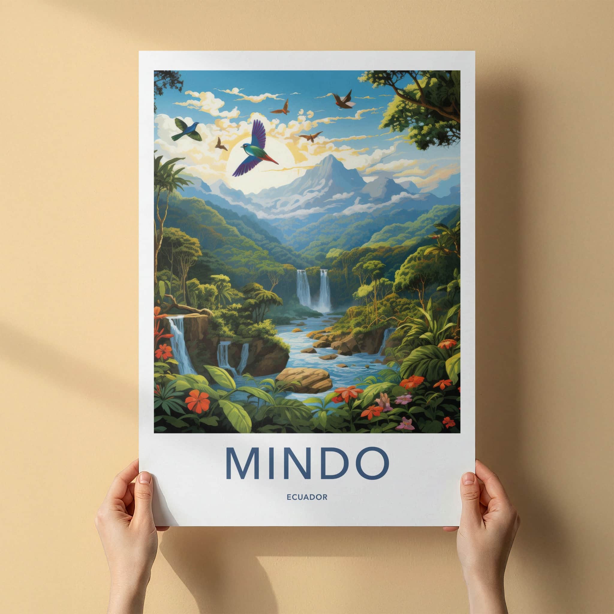 MINDO Poster - ECUADOR Wall Art - Vibrant Jungle Waterfalls Home Decor