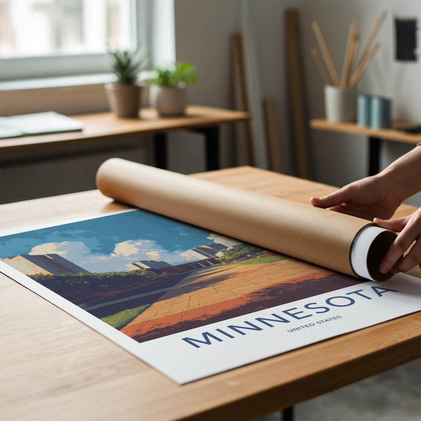 Minnesota Poster - Minnesota Travel Art - Modern Building Pathway Wall Decor
