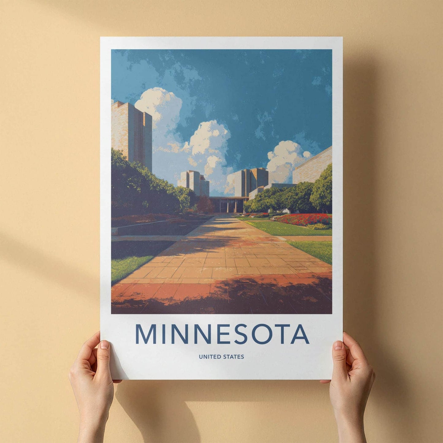 Minnesota Poster - Minnesota Travel Art - Modern Building Pathway Wall Decor