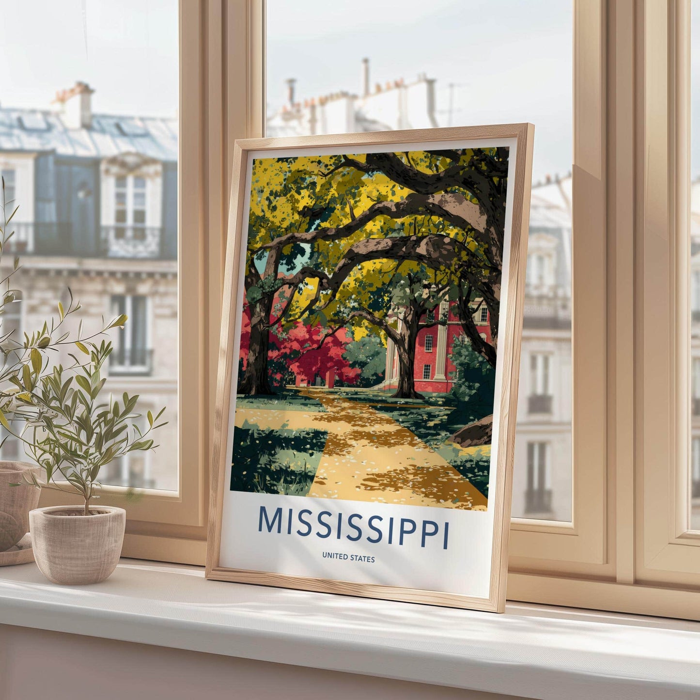 Mississippi Poster - Mississippi Travel Art - Red Building Pathway Home Decor